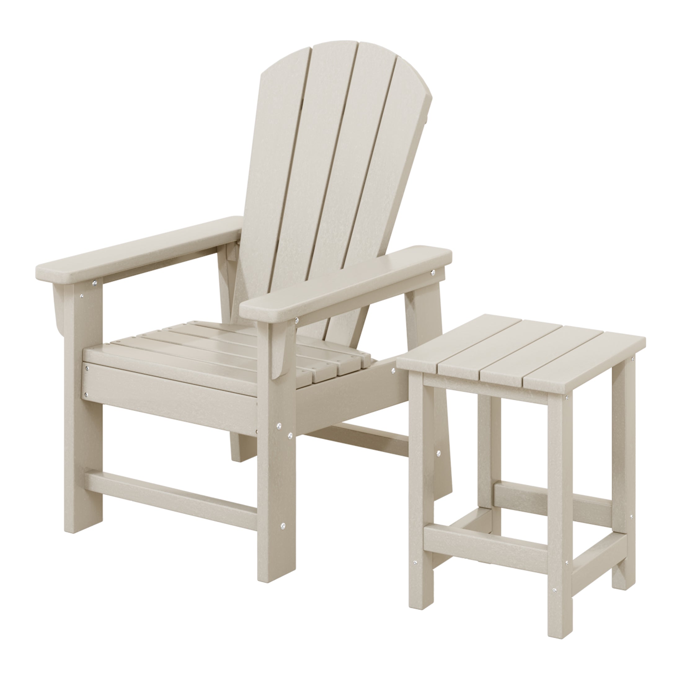 Paradise 2-Piece Kids Outdoor HDPE Adirondack Chair With Square Side Table Set