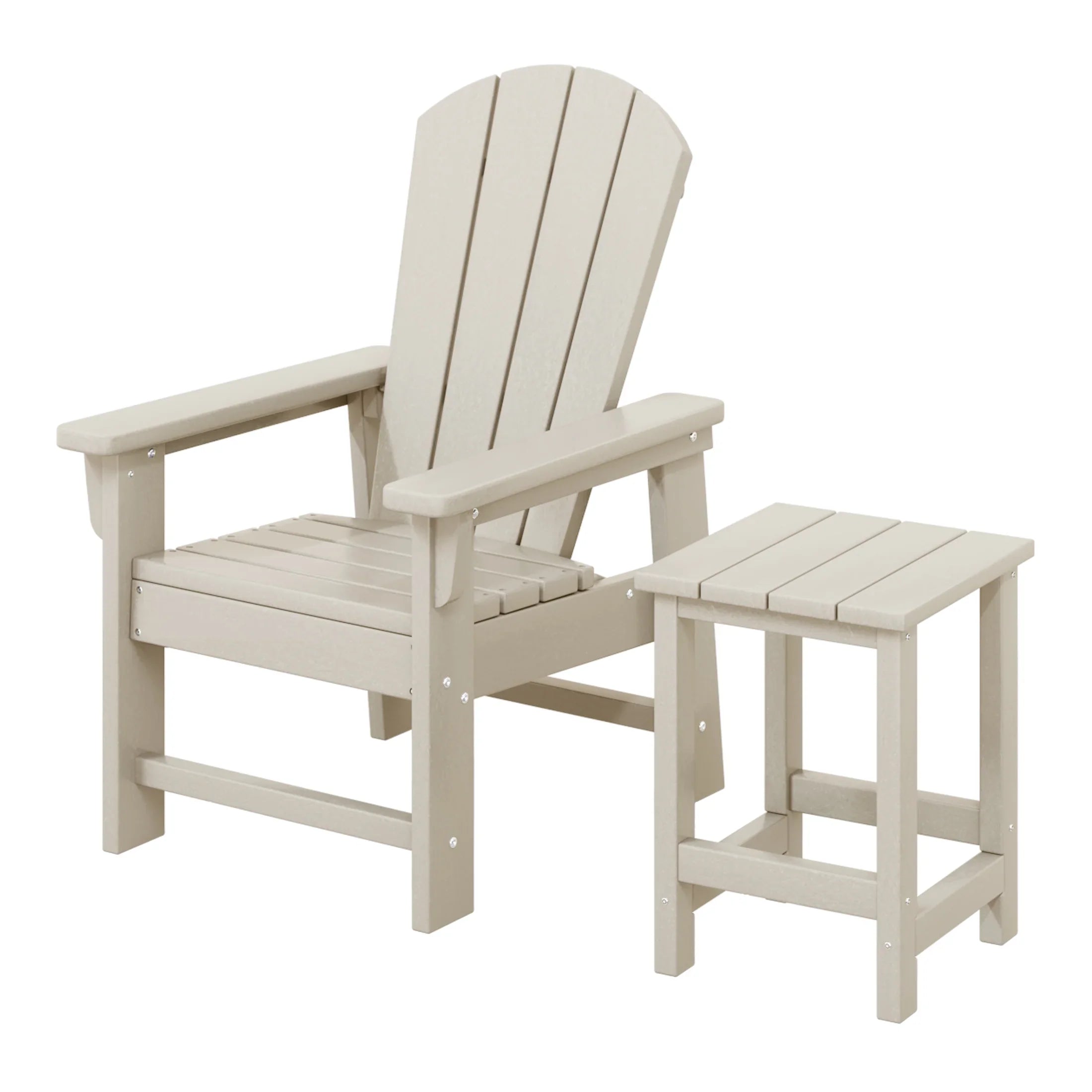 Paradise 2-Piece Kids Outdoor HDPE Adirondack Chair With Square Side Table Set