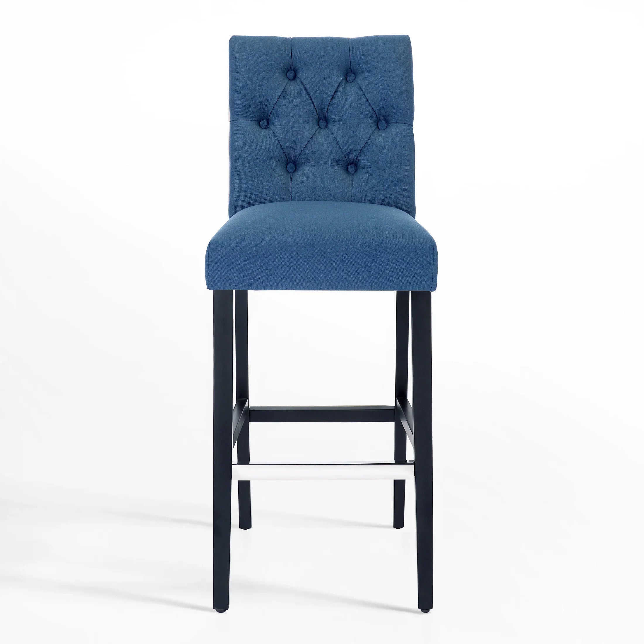 Bellmount 29" Linen Fabric Tufted Bar Stool,Black