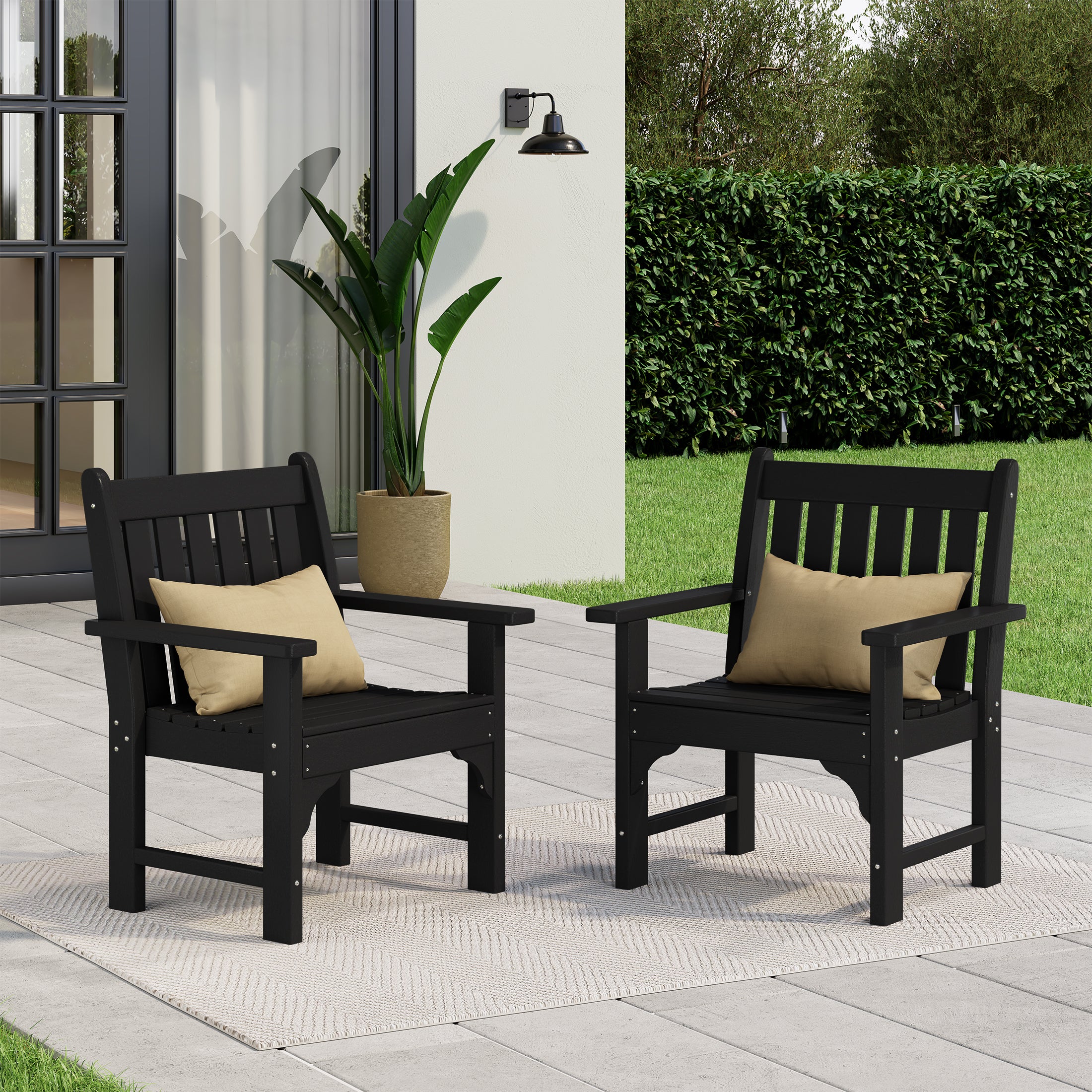 Paradise Outdoor Patio HDPE Adirondack Dining Arm Chairs (Set of 2)