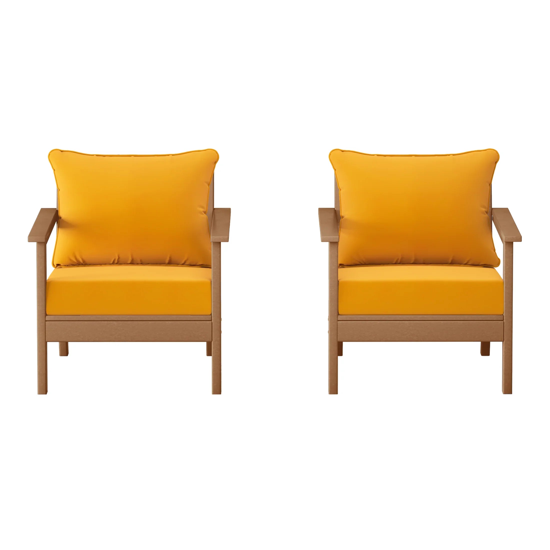 Portsmouth Outdoor Modern HDPE Patio Club Chairs with Deep Seat Cushions (Set of 2)
