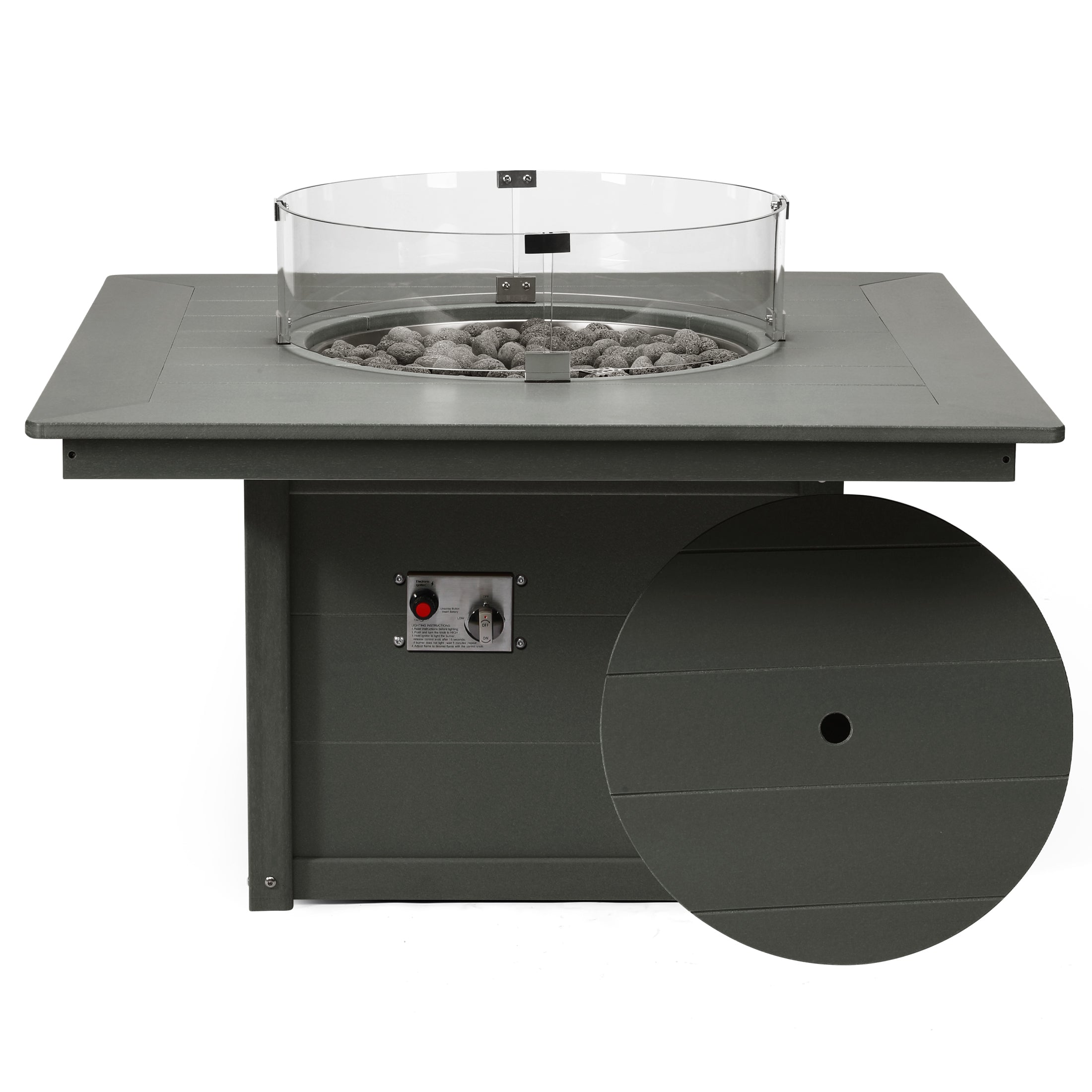 Sol 42" Modern Outdoor Patio Propane Square Fire Pit Table