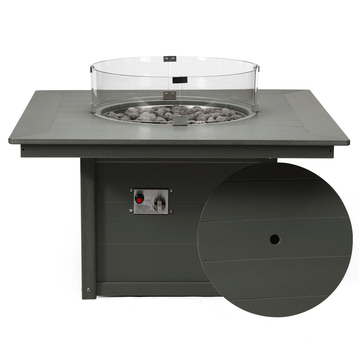Sol 42" Modern Outdoor Patio Propane Square Fire Pit Table