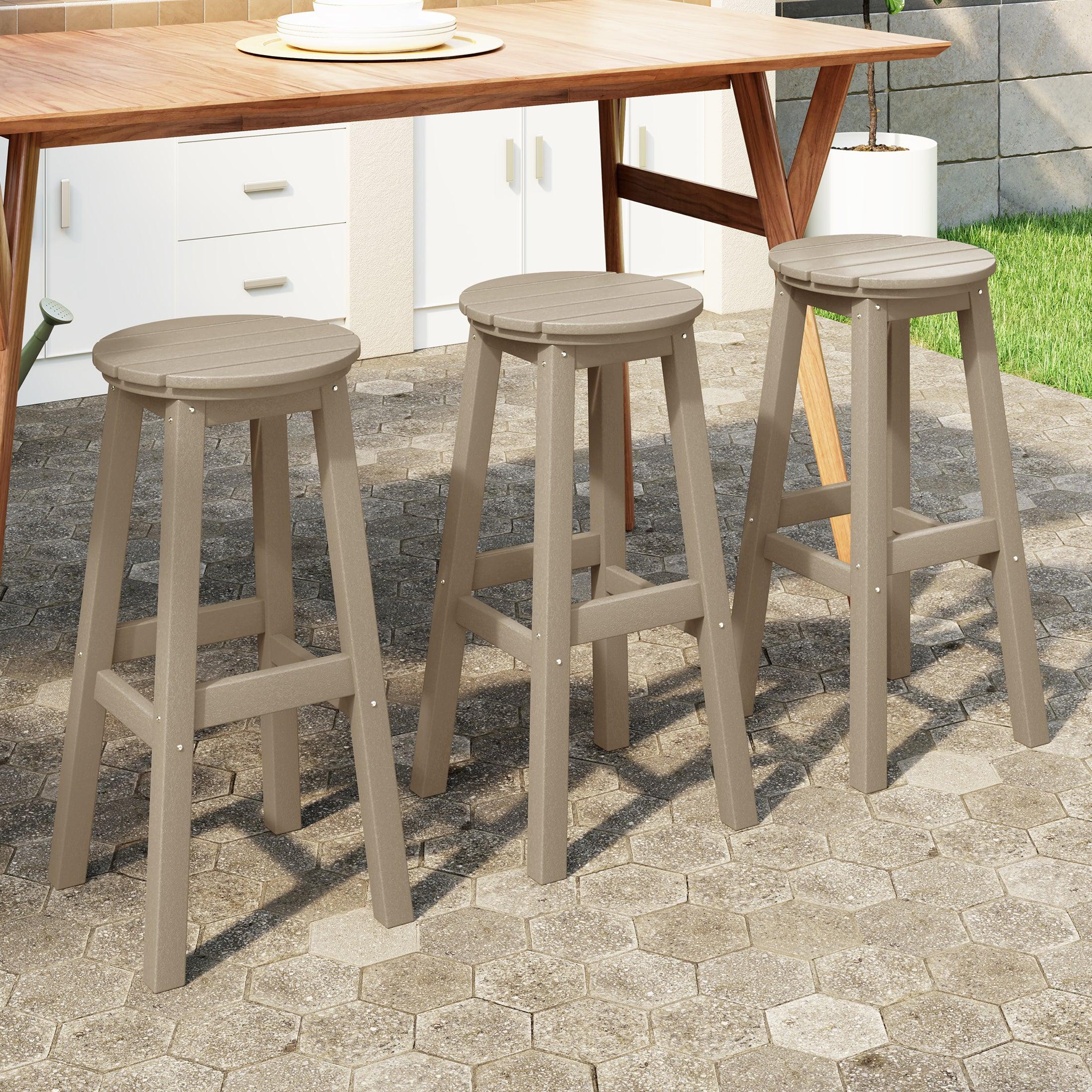 Paradise 29" HDPE Outdoor Patio Round Bar Stool Set of 3