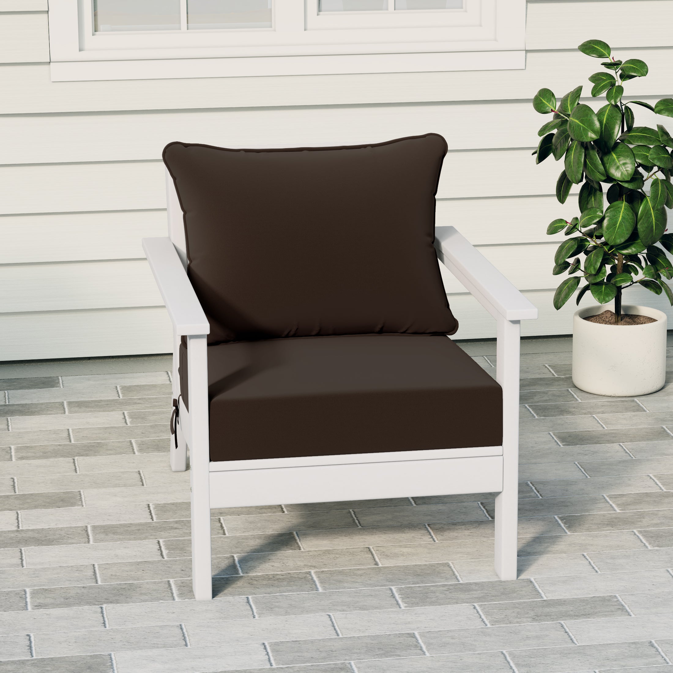 Portsmouth Outdoor Modern HDPE Patio Club Chair with Deep Seat Cushions