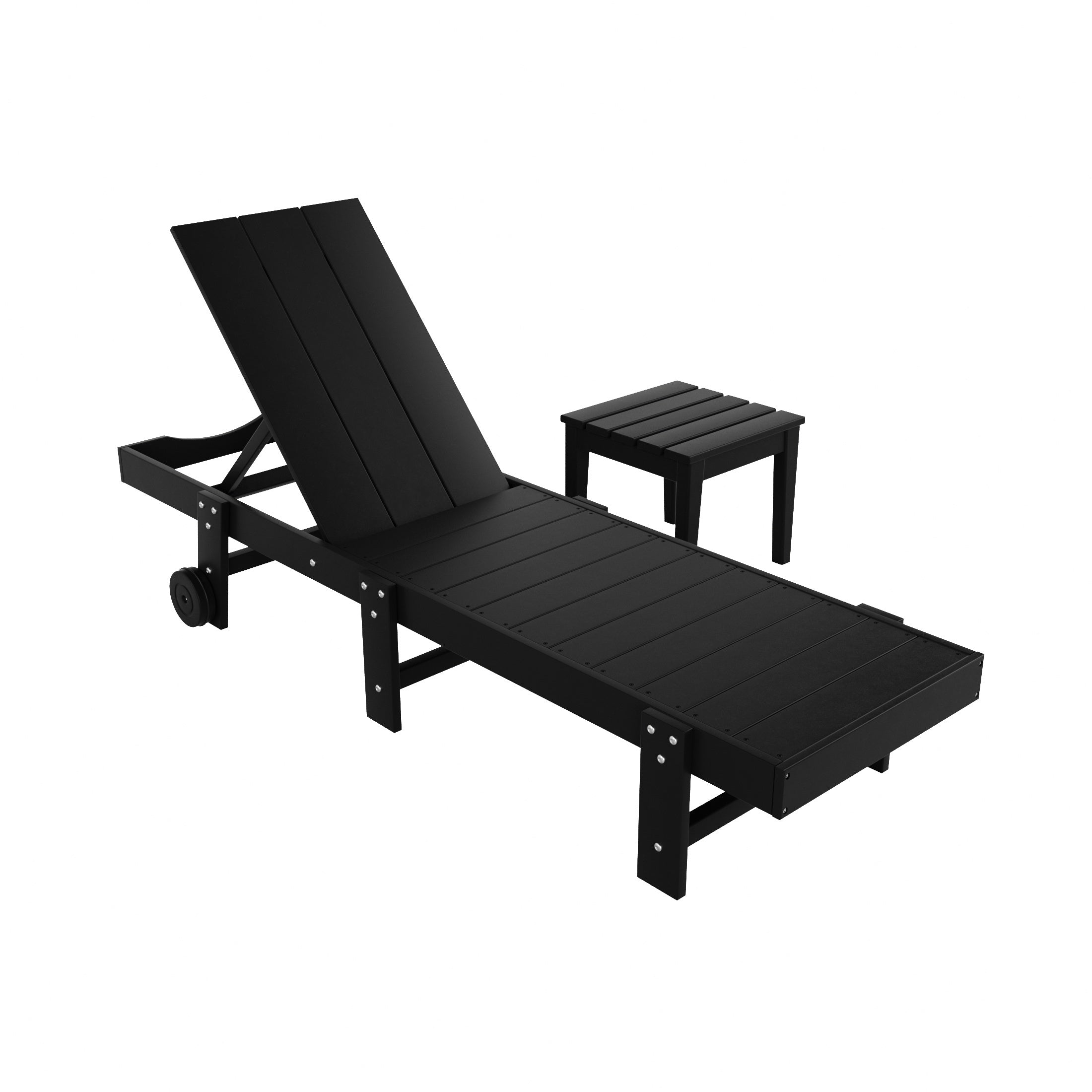 Palms 2 Piece Modern Poly Reclining Chaise Lounge With Wheels
