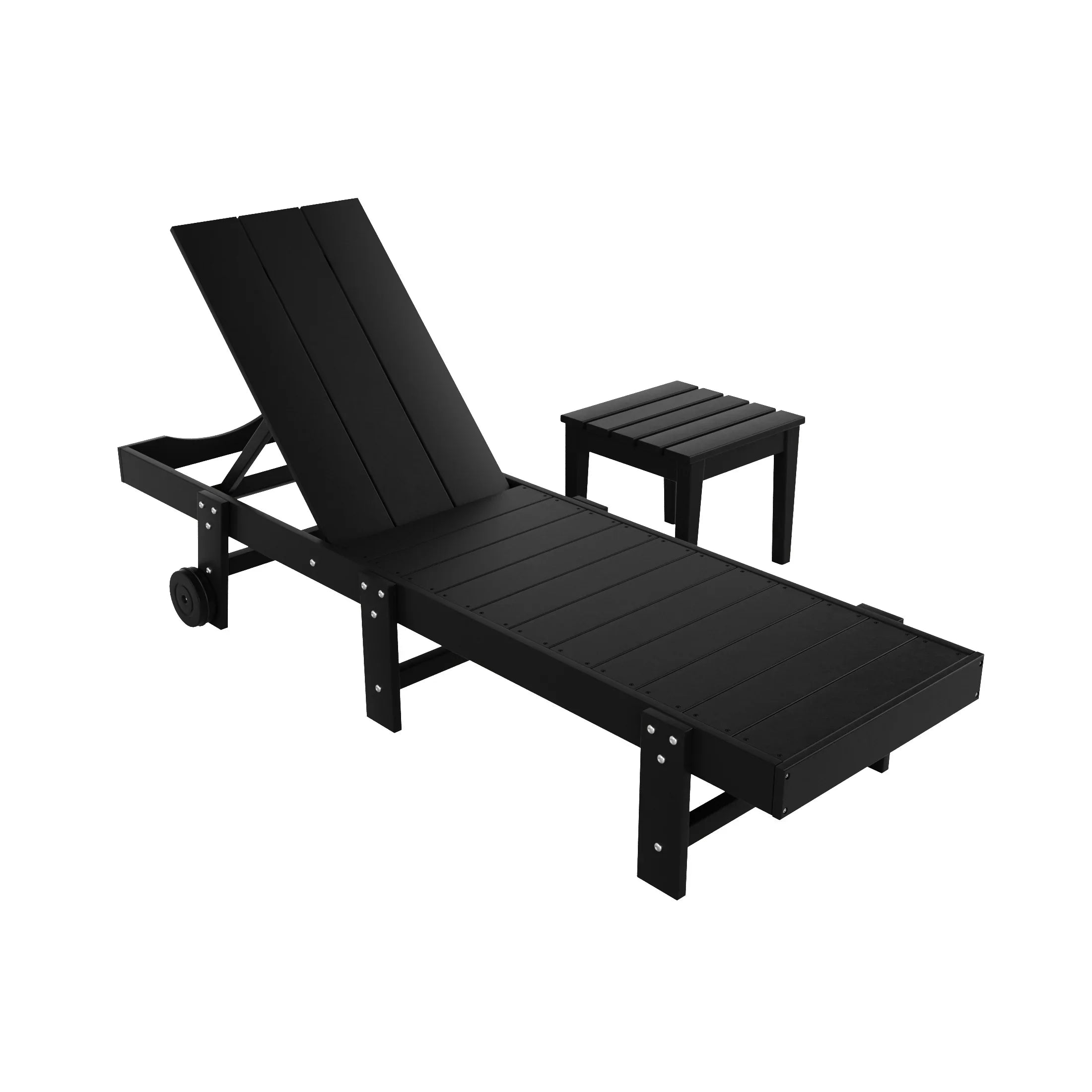 Palms 2 Piece Modern Poly Reclining Chaise Lounge With Wheels