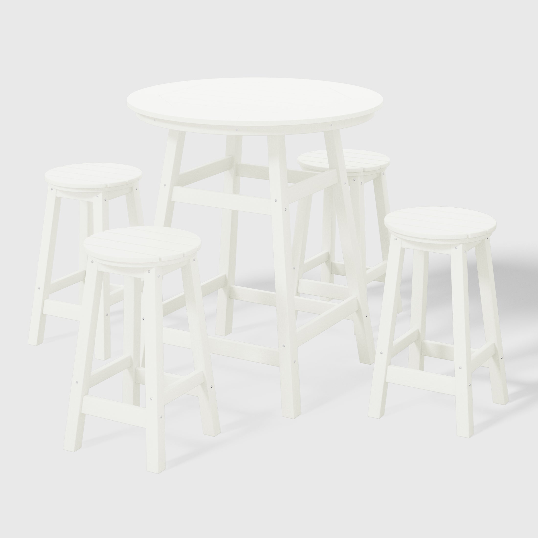 Paradise 5-Piece HDPE Outdoor Patio Dining Bar Bistro Table Set with Counter High Round Bar Stools