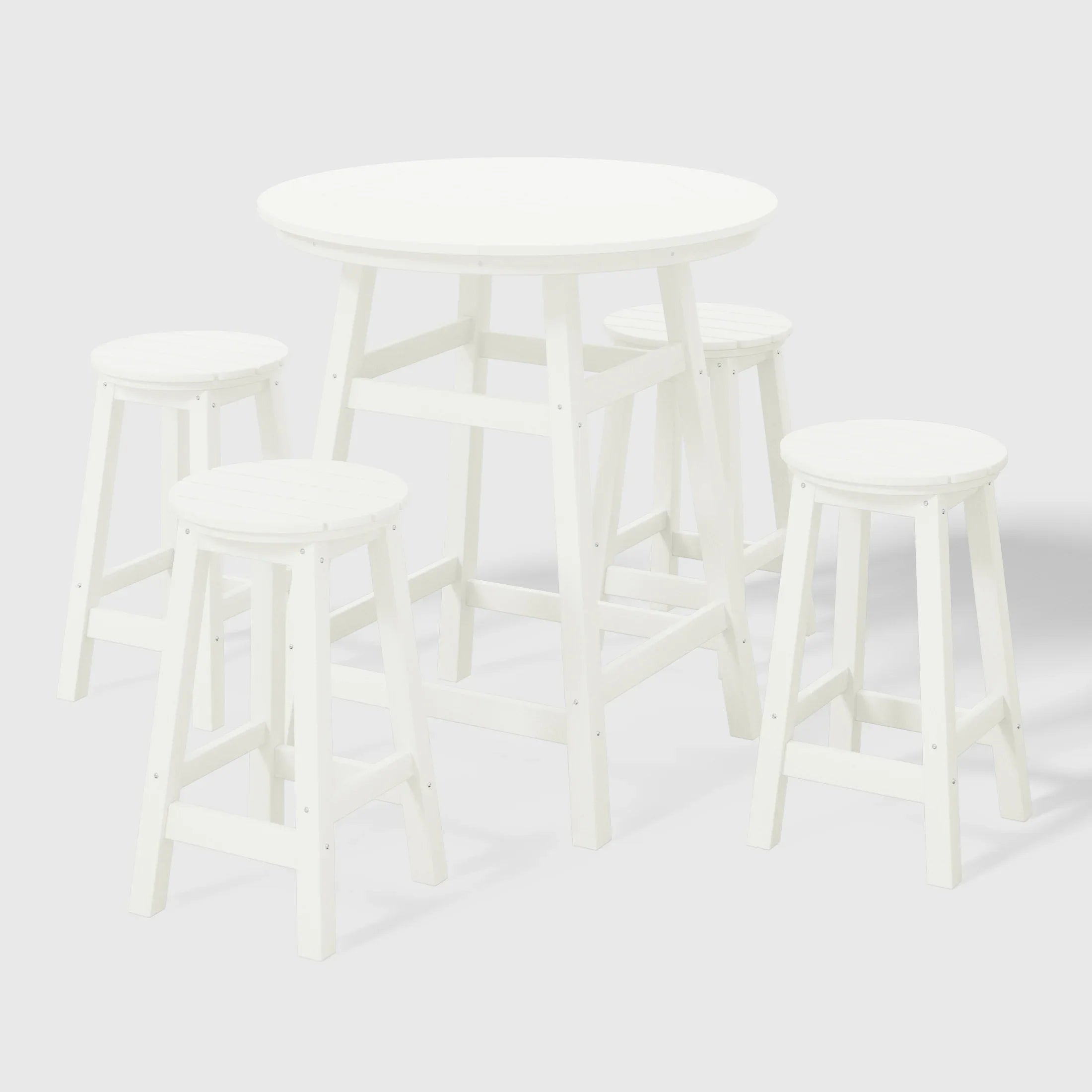 Paradise 5-Piece HDPE Outdoor Patio Dining Bar Bistro Table Set with Counter High Round Bar Stools
