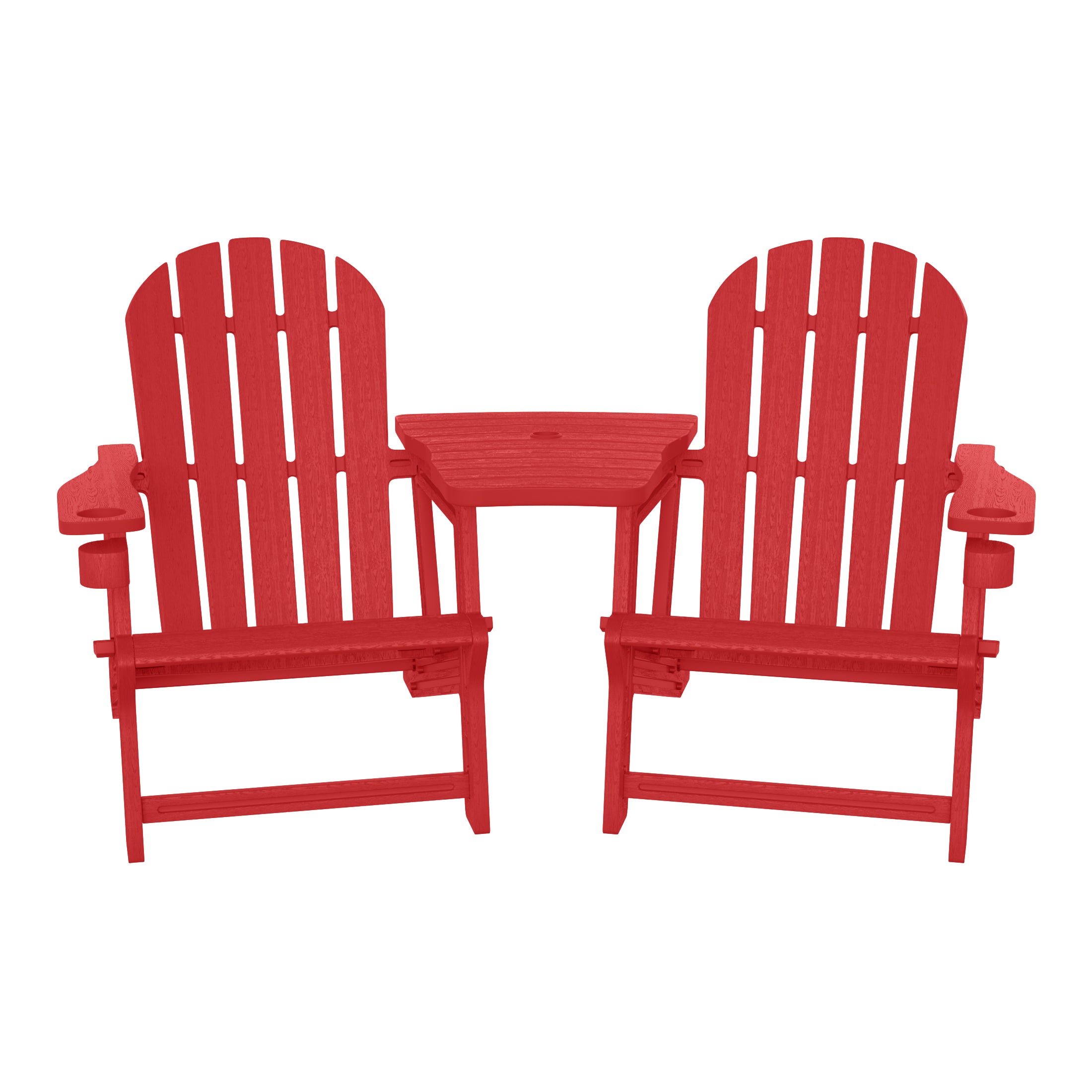 Cayman Outdoor HDPE Adirondack Chairs With Connecting Table Tray (Set of 2)