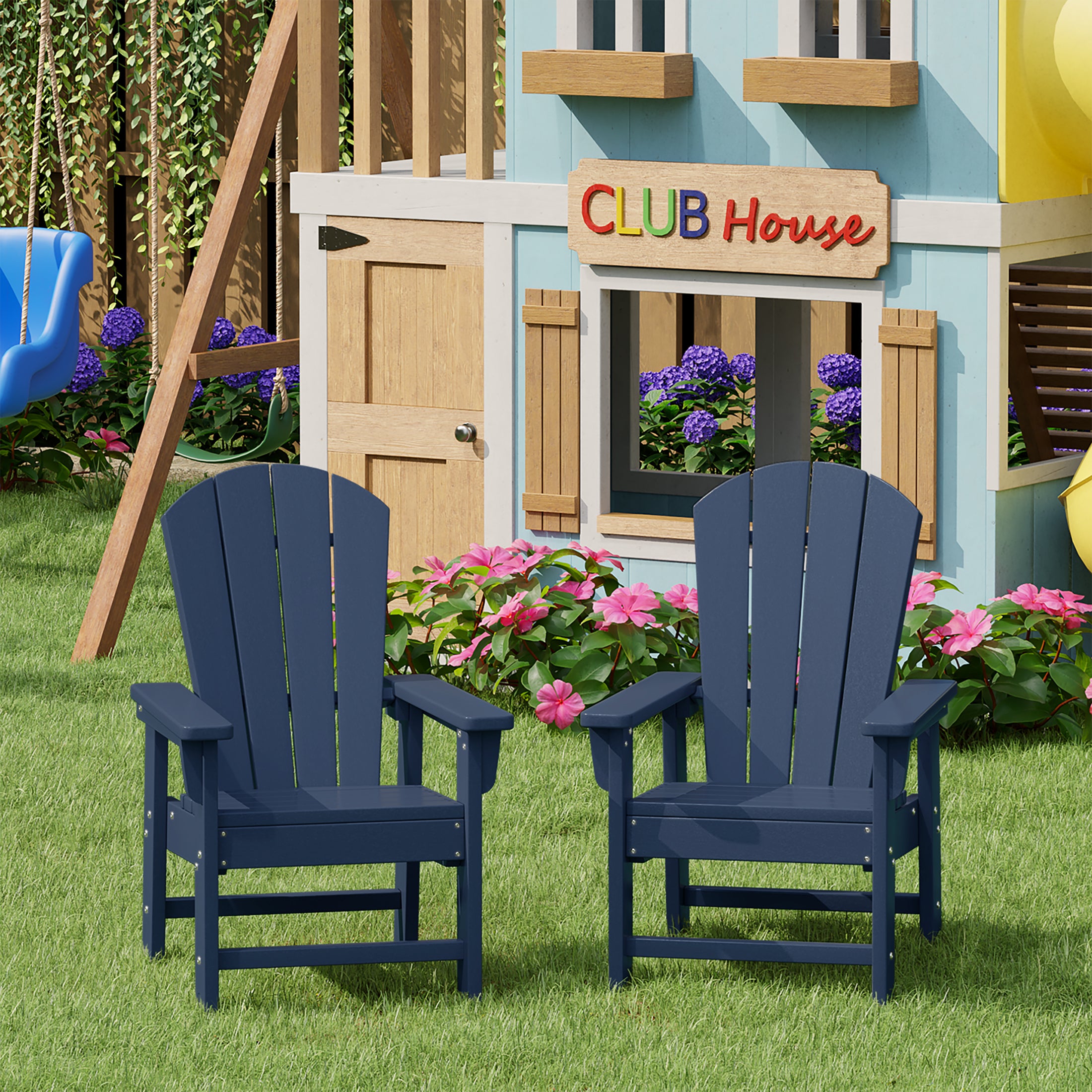 Paradise Kids Outdoor Adirondack Plastic Patio Chair (Set of 2)