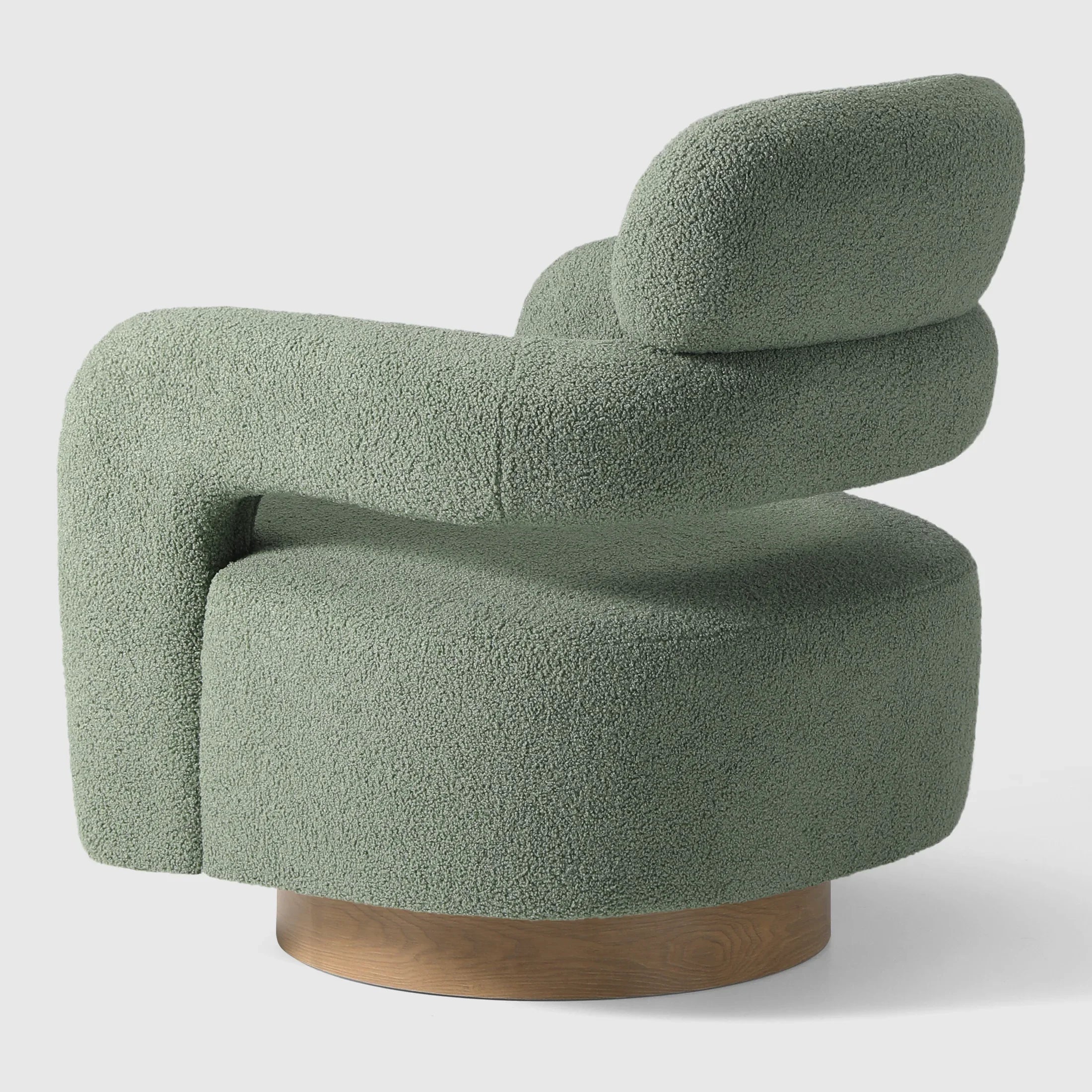 Celine Mid-Century Modern Sherpa Swivel Barrel Accent Chair