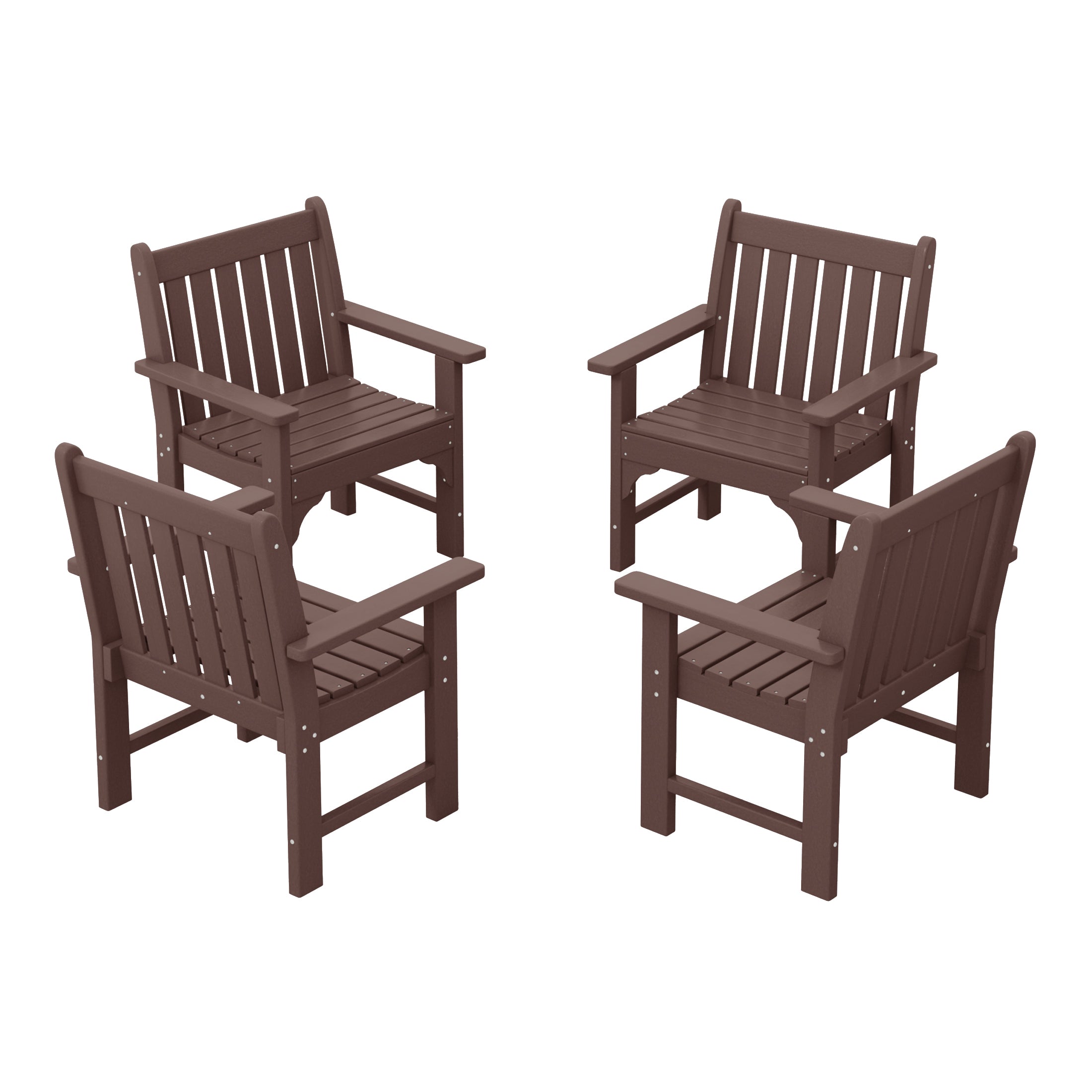 Paradise Outdoor Patio HDPE Adirondack Dining Arm Chairs (Set of 4)