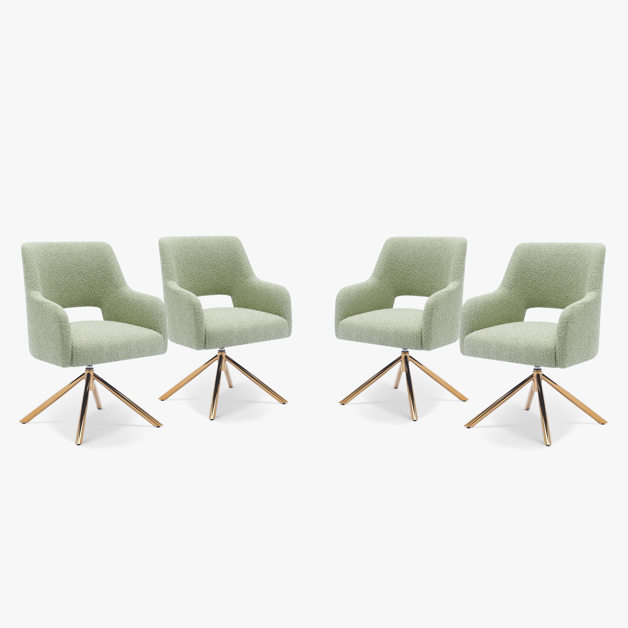 Amélie Mid-Century Modern Wide Boucle Swivel Accent Arm Chair (Set of 4)