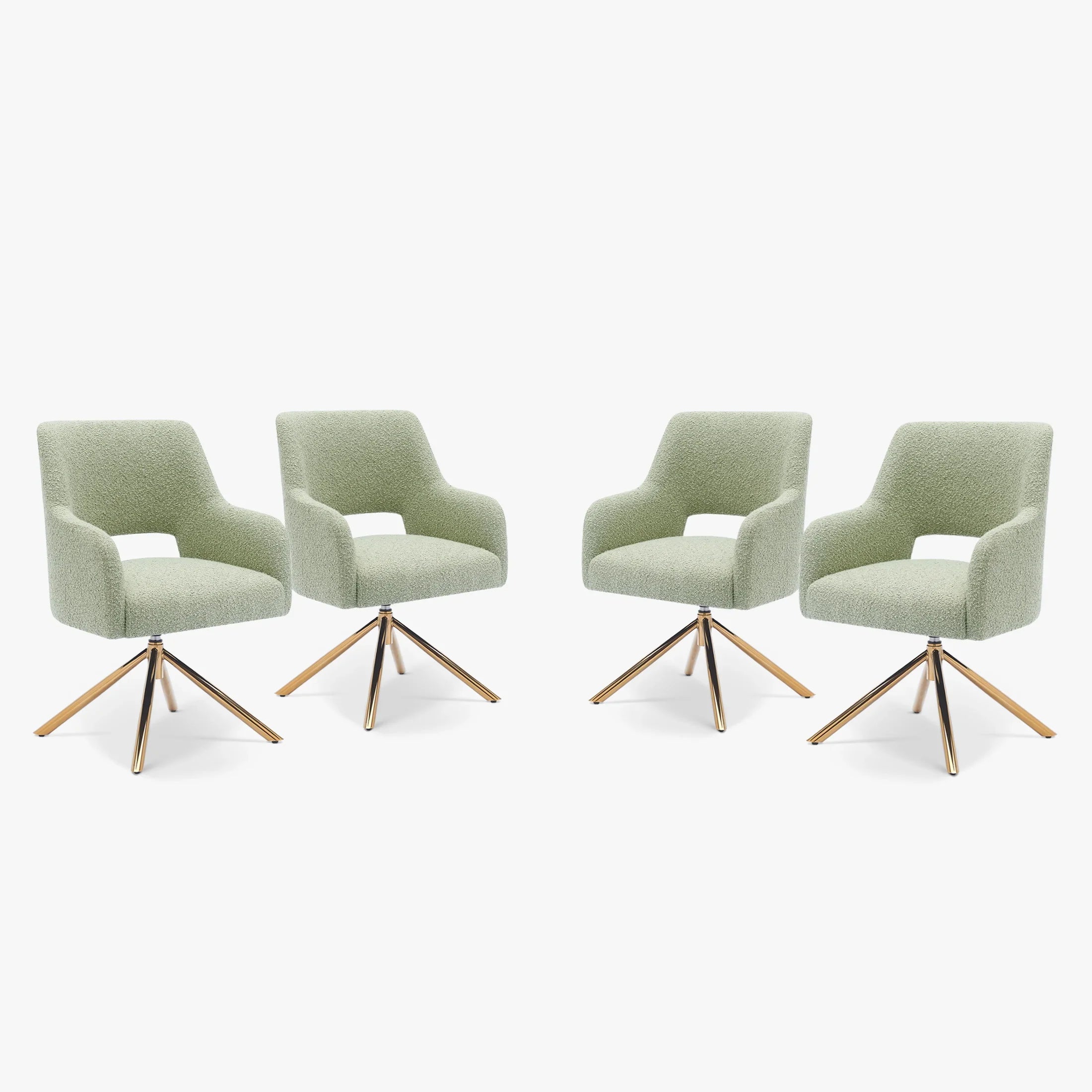 Amélie Mid-Century Modern Wide Boucle Swivel Accent Arm Chair (Set of 4)