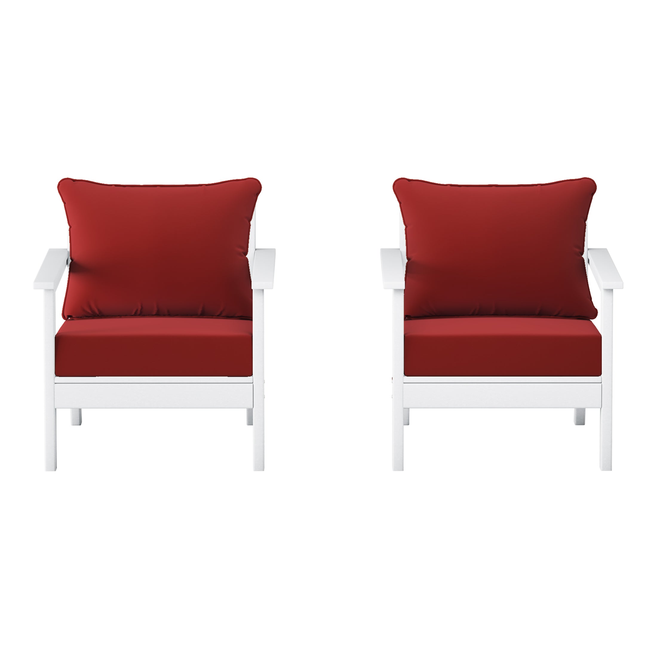 Portsmouth Outdoor Modern HDPE Patio Club Chairs with Deep Seat Cushions (Set of 2)