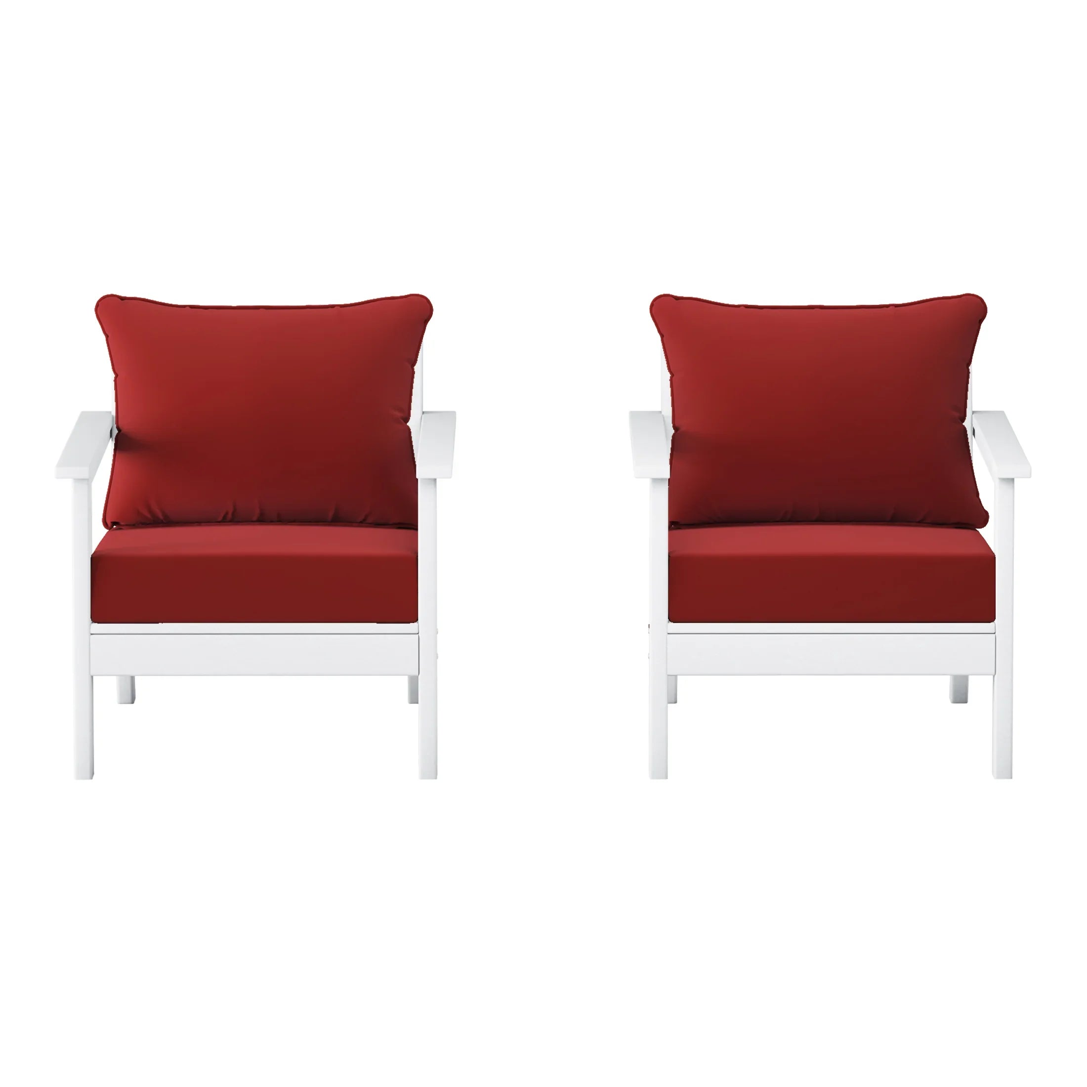 Portsmouth Outdoor Modern HDPE Patio Club Chairs with Deep Seat Cushions (Set of 2)