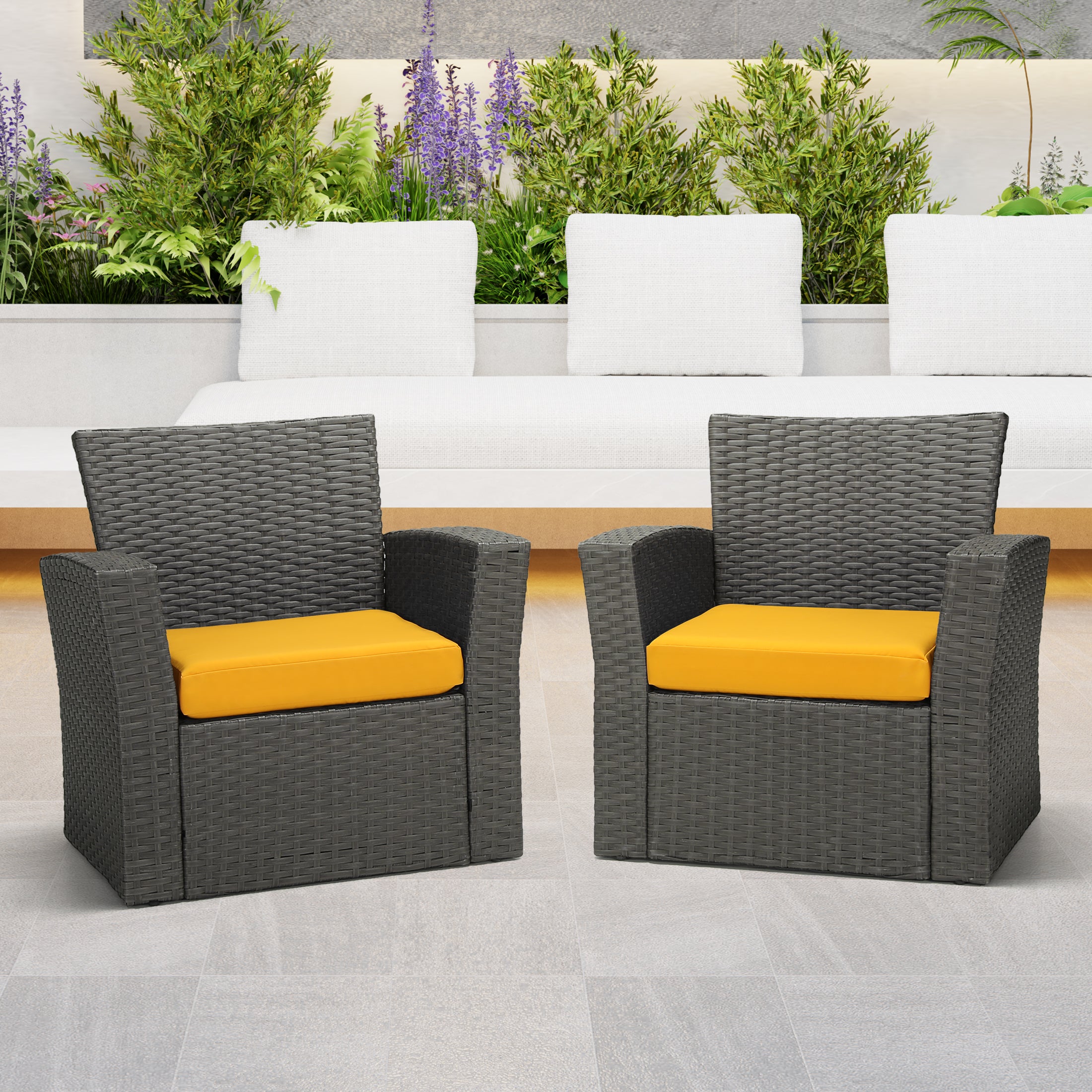 Harmony Outdoor Patio Furniture Seat Chair Square Cushions Set of 2, 20" x 19"