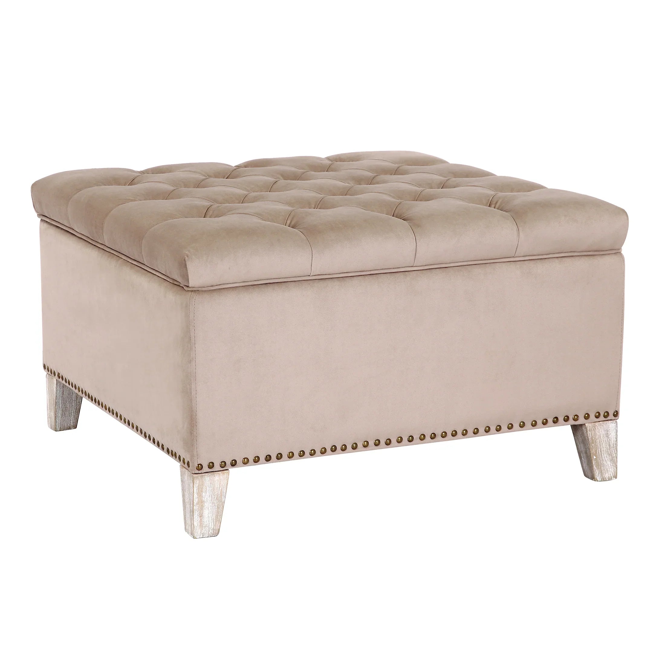 Hank Square Velvet Tufted Storage Ottoman