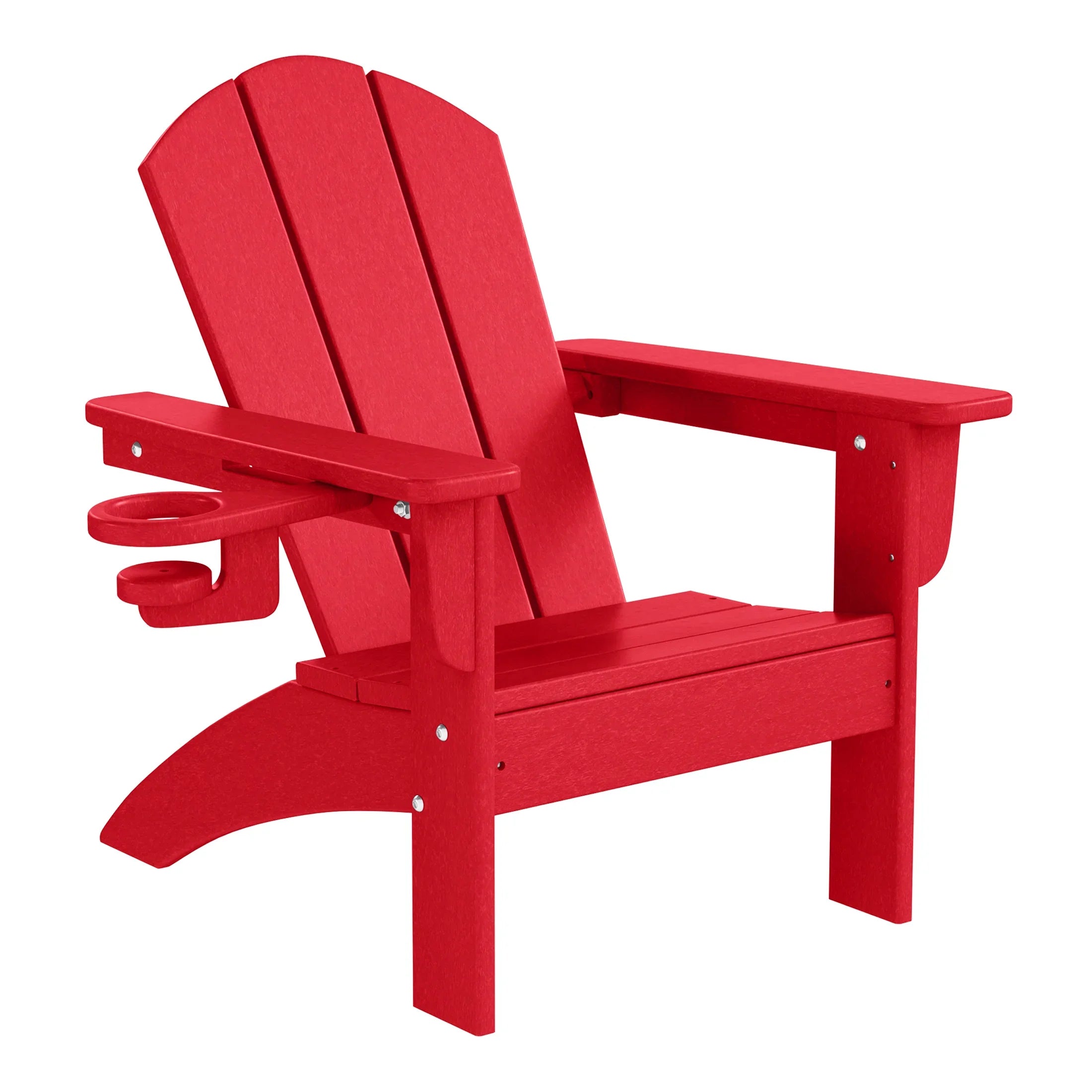 Paradise 3-Piece Kids HDPE Adirondack Chairs Set with Square Side Table and Cup Holders