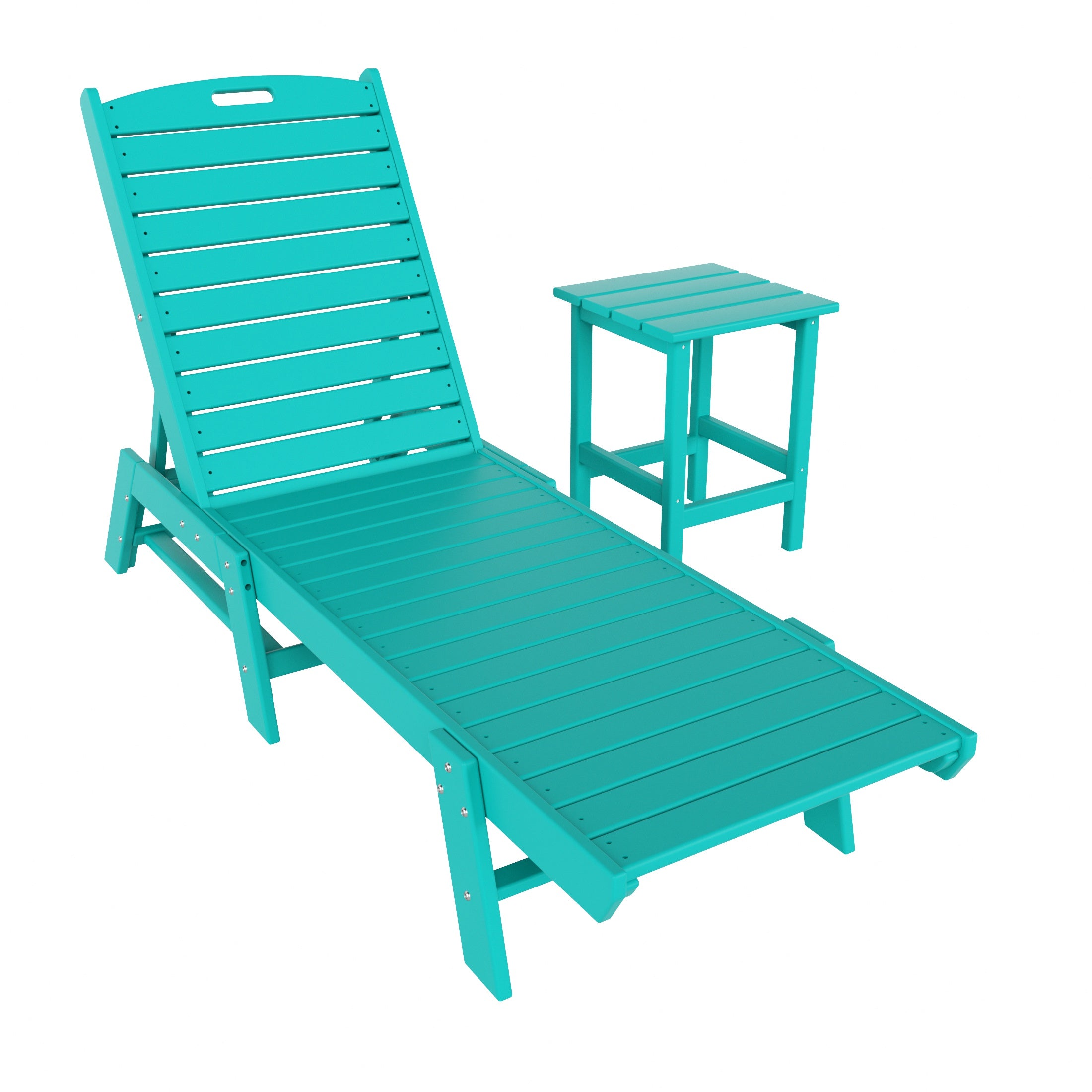 Paradise 2-Piece Poly Outdoor Patio Chaise Lounge Chair with Side Table Set