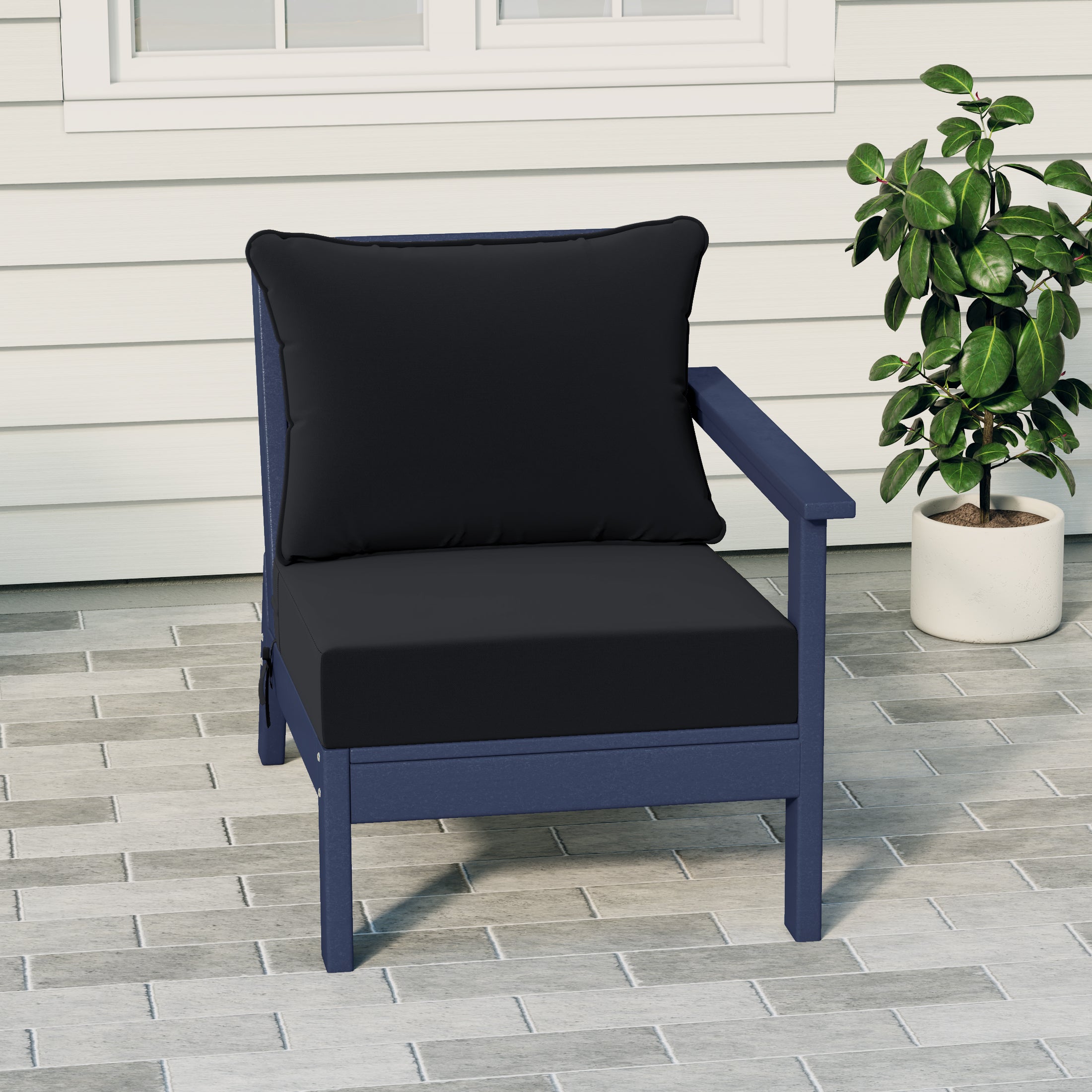 Portsmouth Outdoor Patio HDPE Right Arm Sectional Corner Club Chair with Patio Cushions