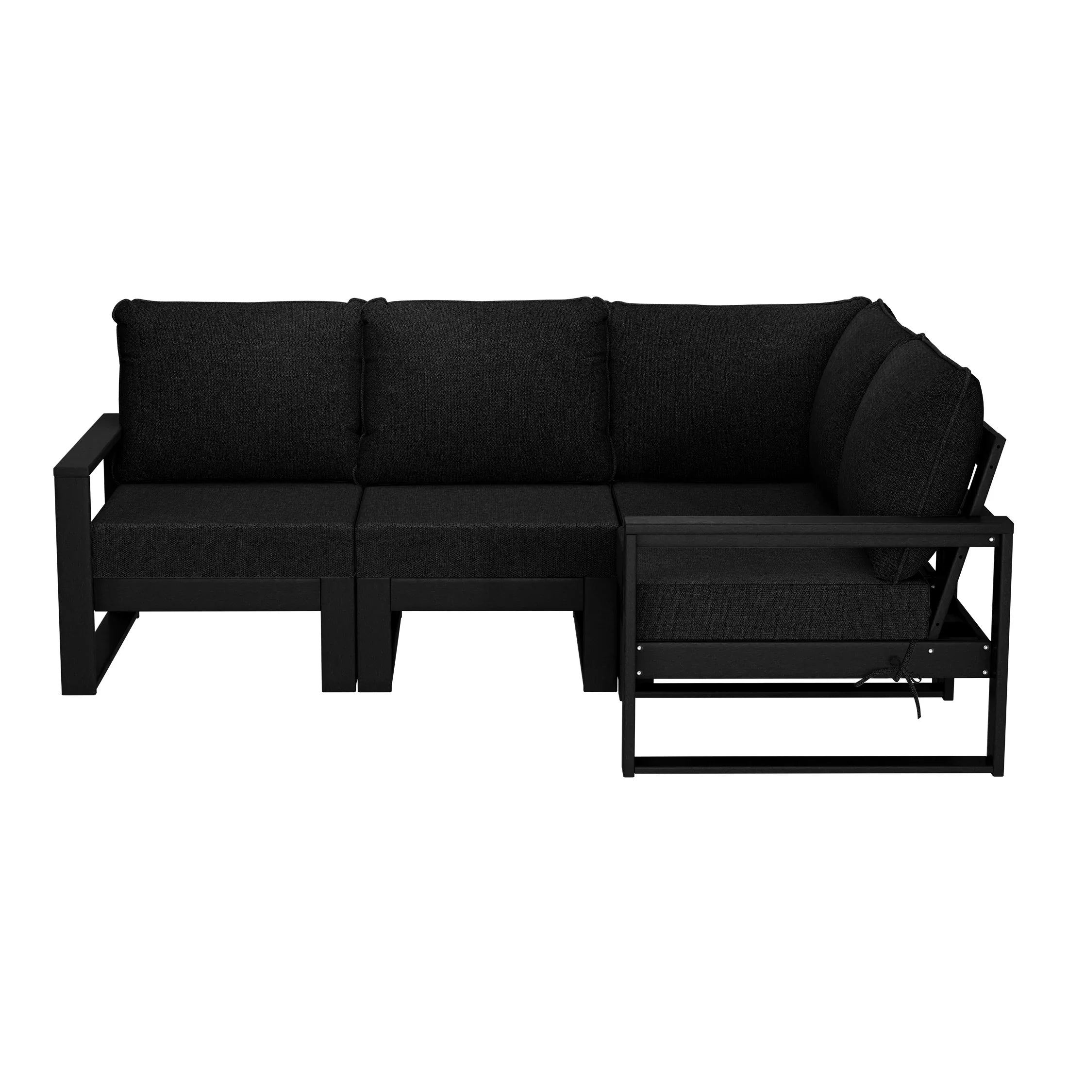Rockaway Outdoor 4-Piece HDPE L-Shaped Modular Patio Sofa Furniture Set