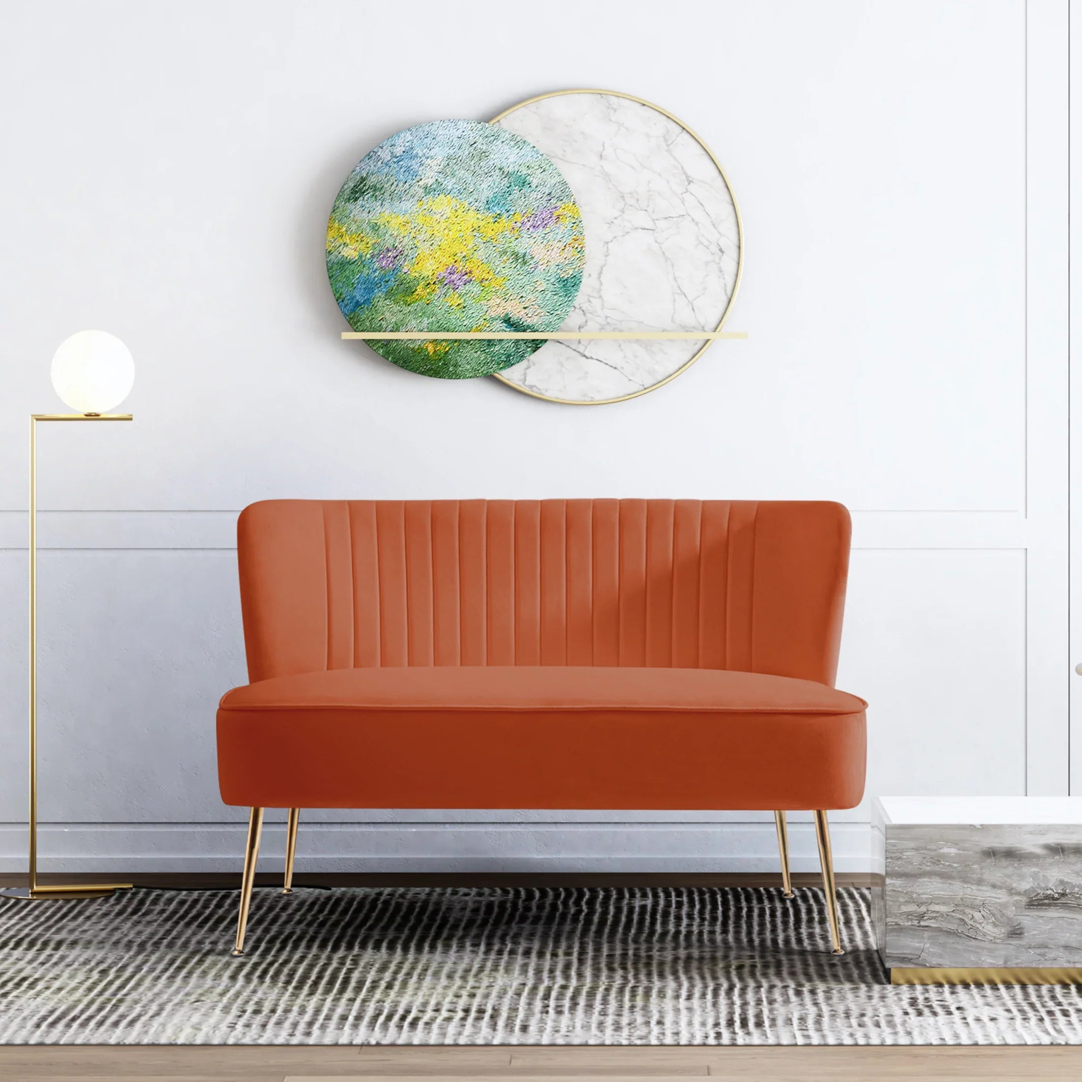 Alaia 46" Wide Upholstered Velvet Love Seat Sofa