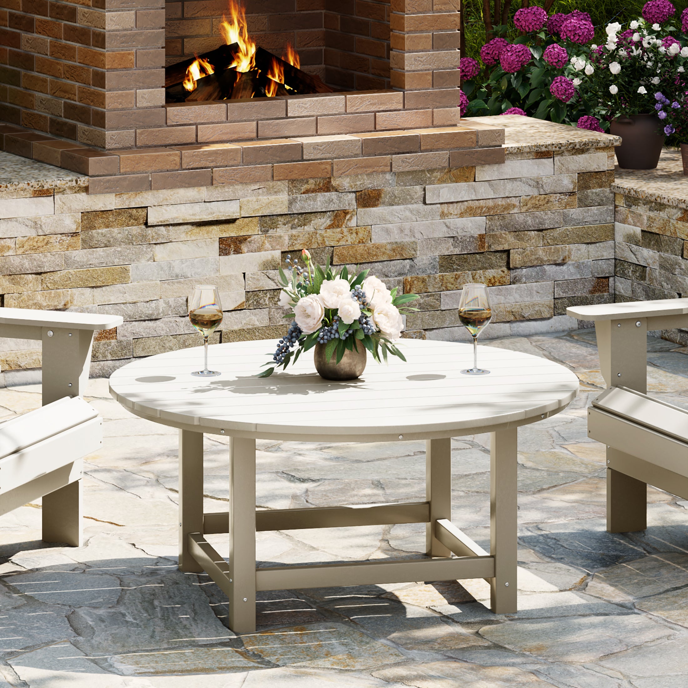 Paradise Low Outdoor HDPE Round Patio Coffee Table