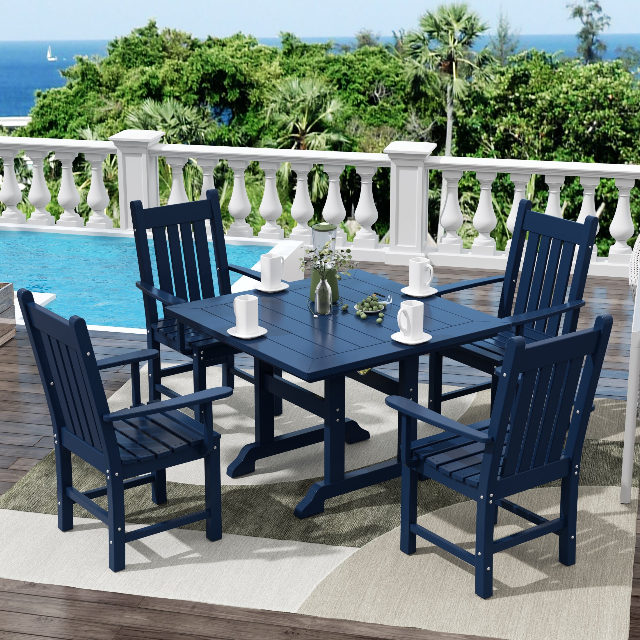 Paradise 5 Piece Outdoor Patio Dining Set Outdoor Square Table and Armchair Set