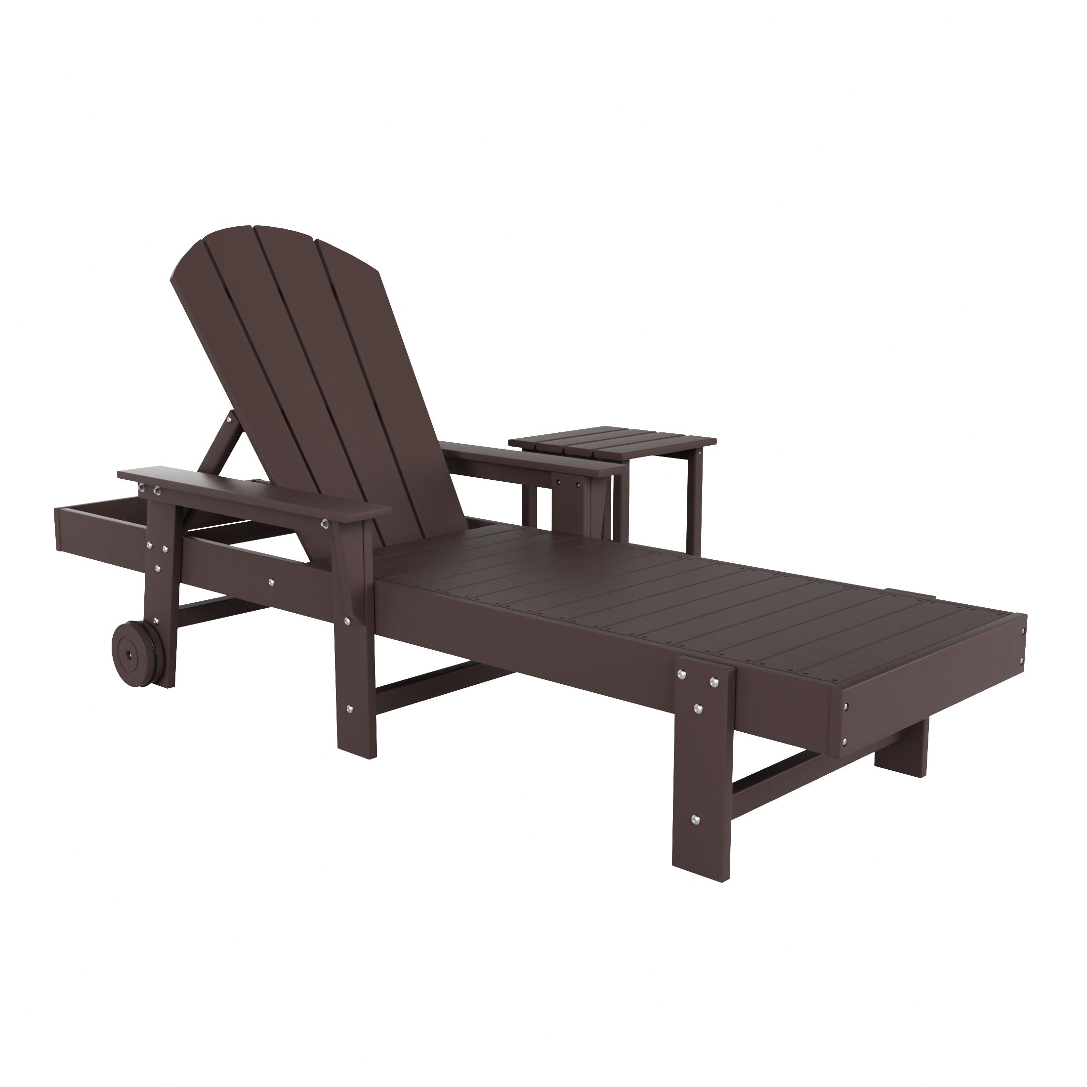 Paradise 2 Piece Adirondack Poly Reclining Chaise Lounge With Arms & Wheels