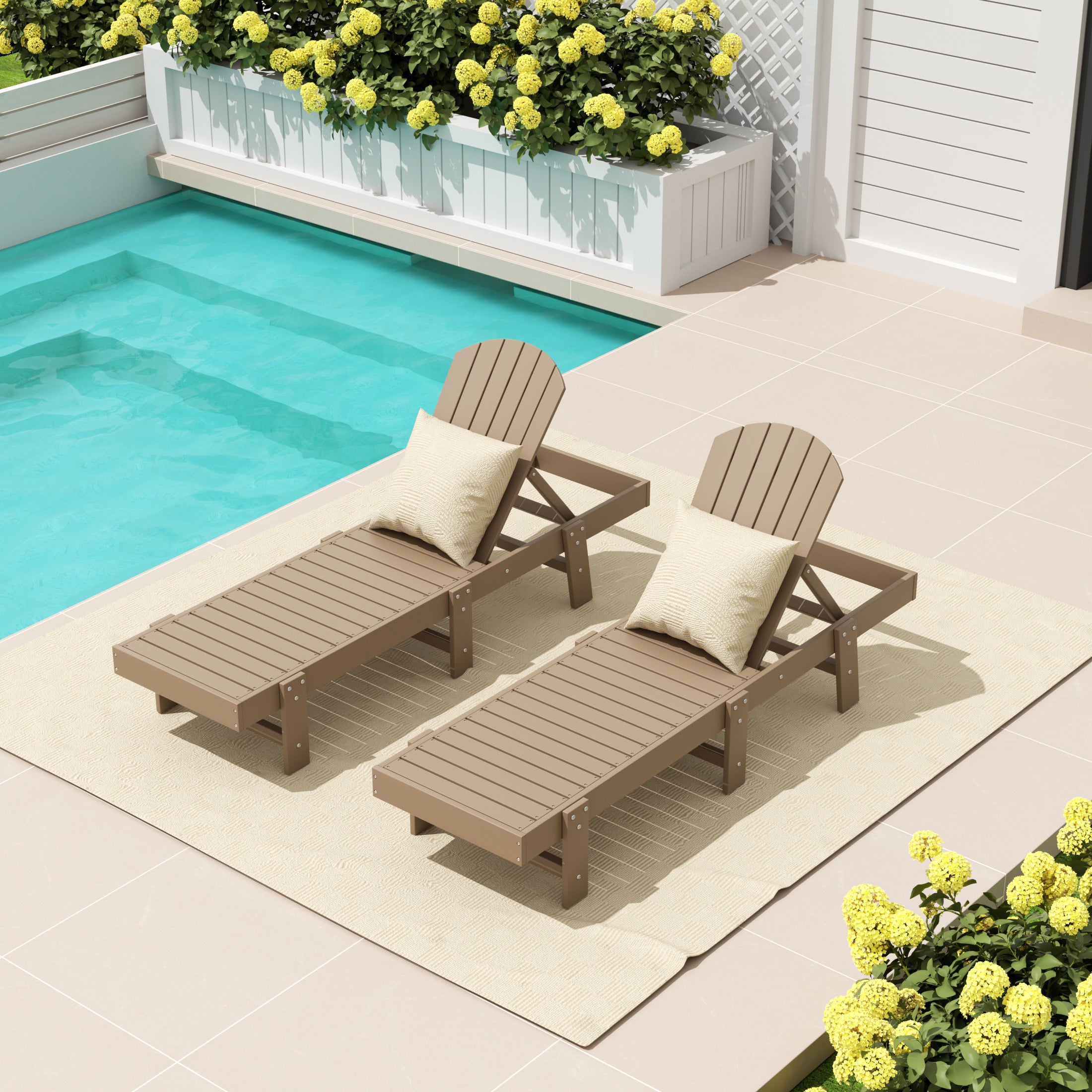 Portside Classic Adirondack Poly Reclining Chaise Lounge