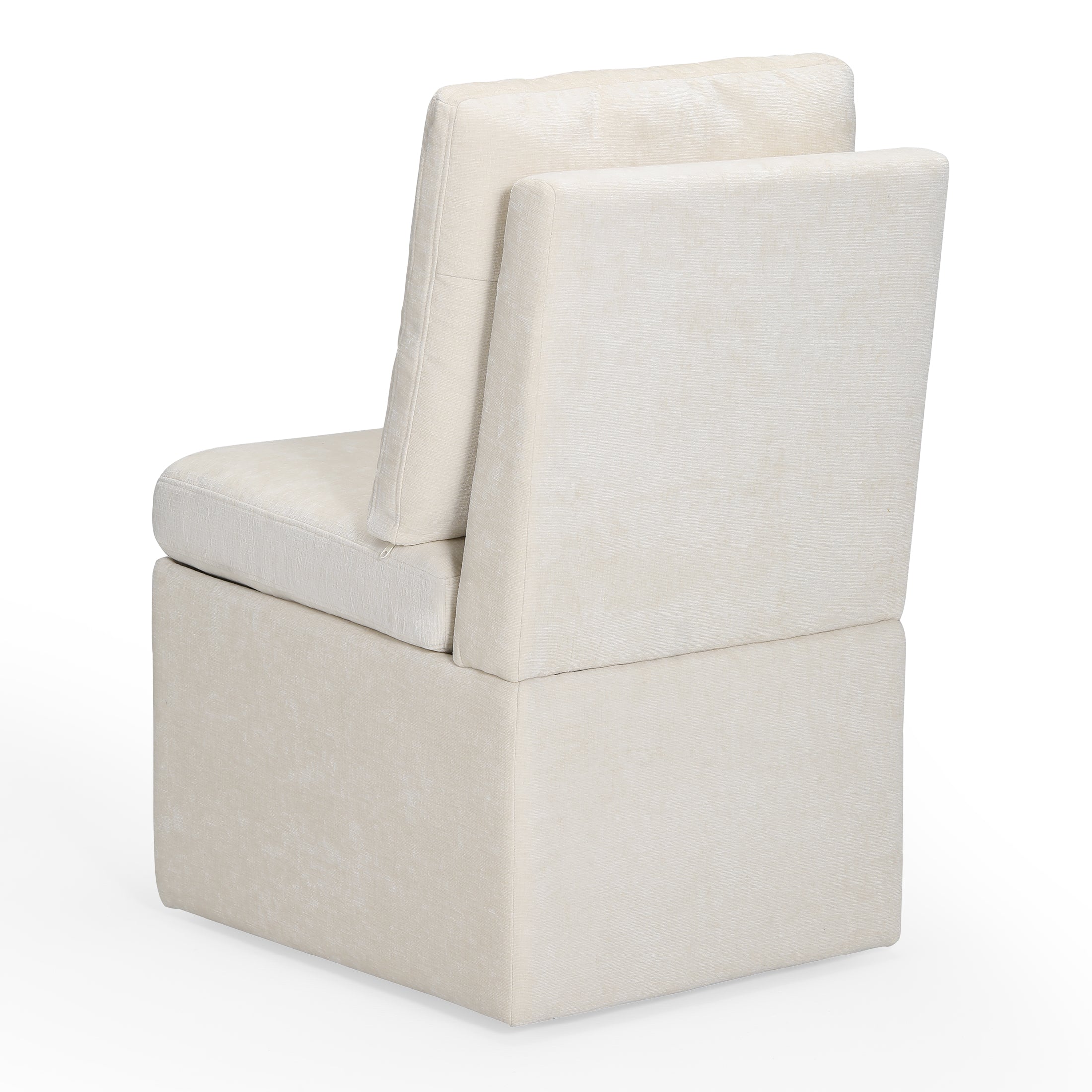 Danburry Modern Upholstered Chenille Armless Dining Chairs With Casters