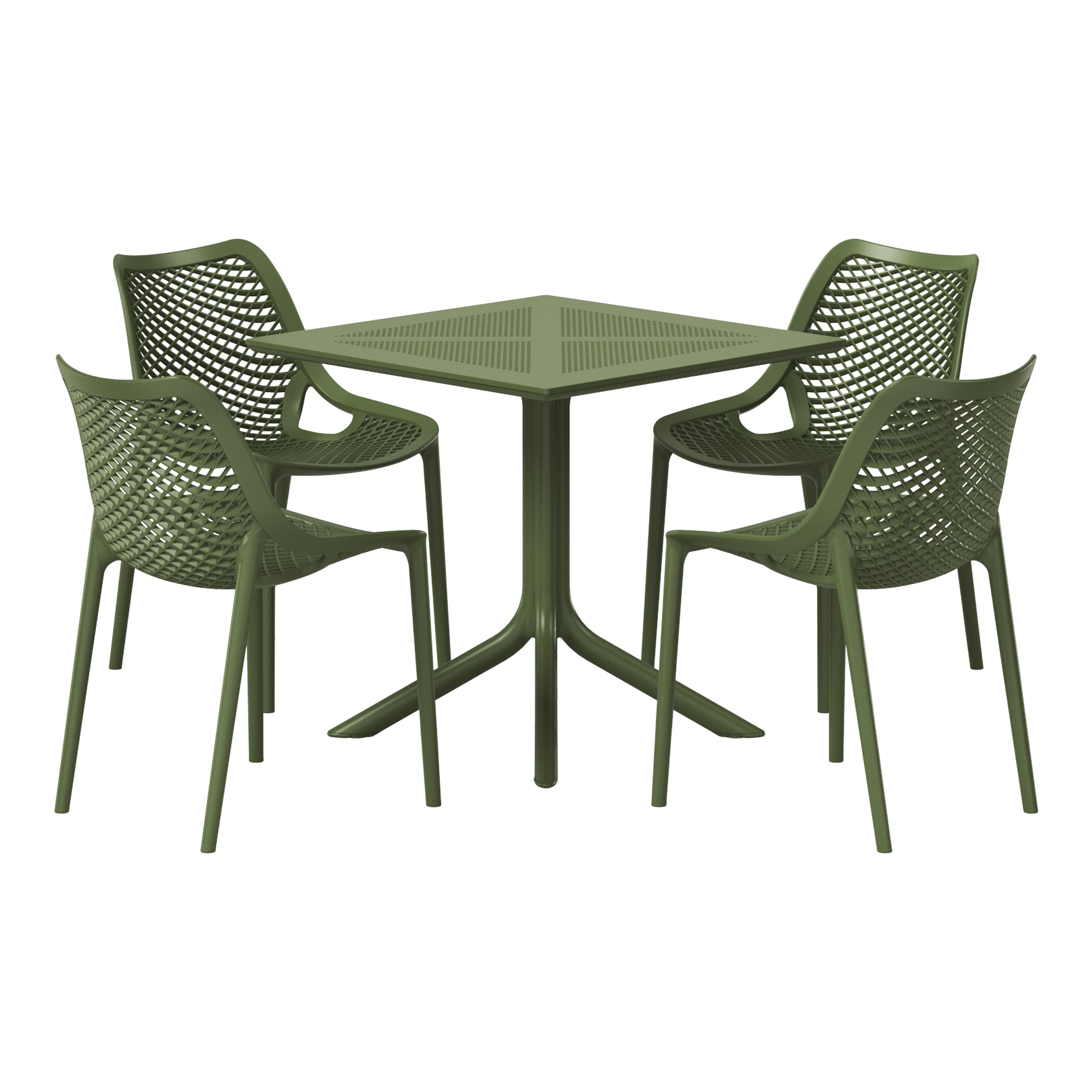 Sunshine 5-Piece Modern Square Patio Dining Table Set with Stackable Patio Dining Chairs