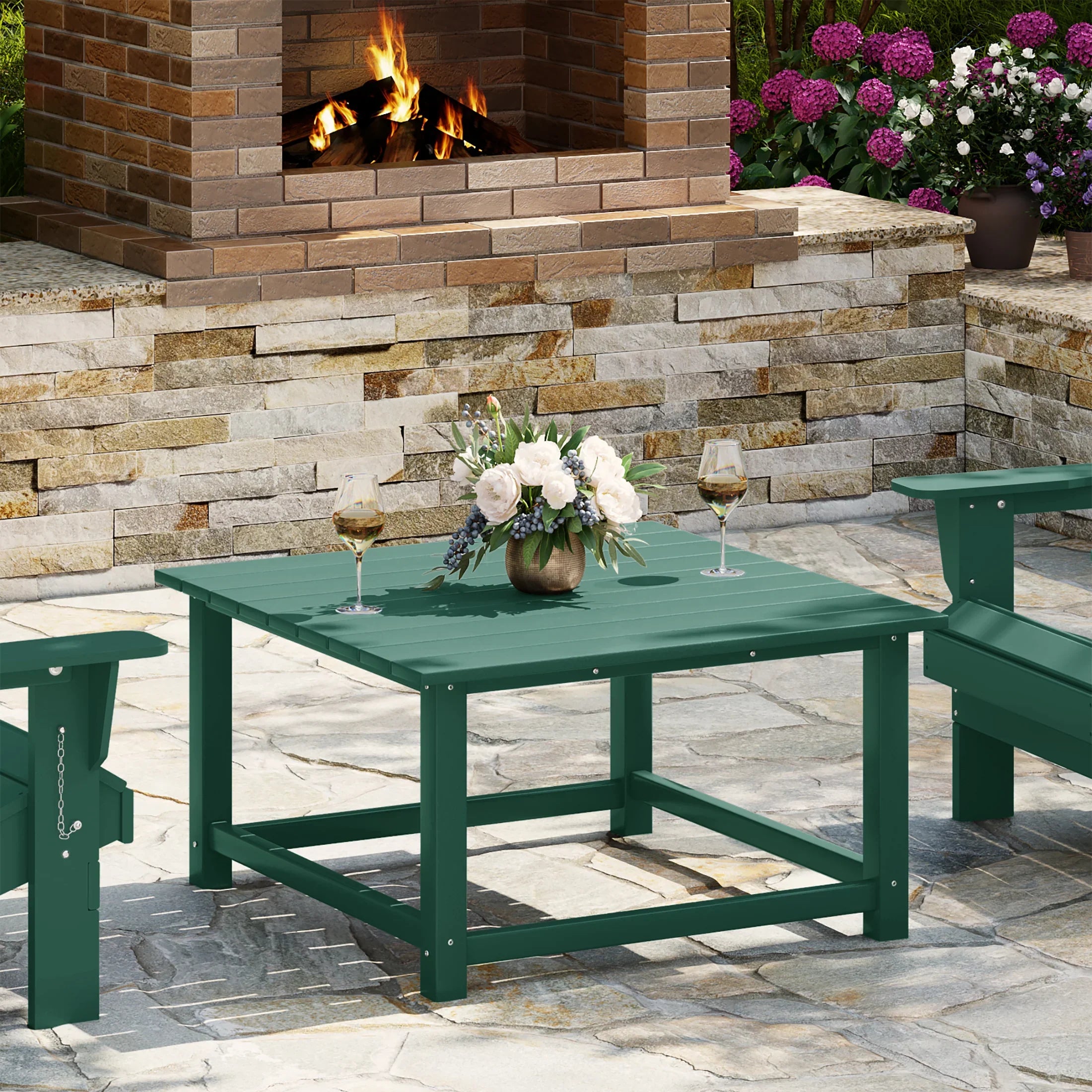 Paradise Low Outdoor HDPE Square Patio Coffee Table