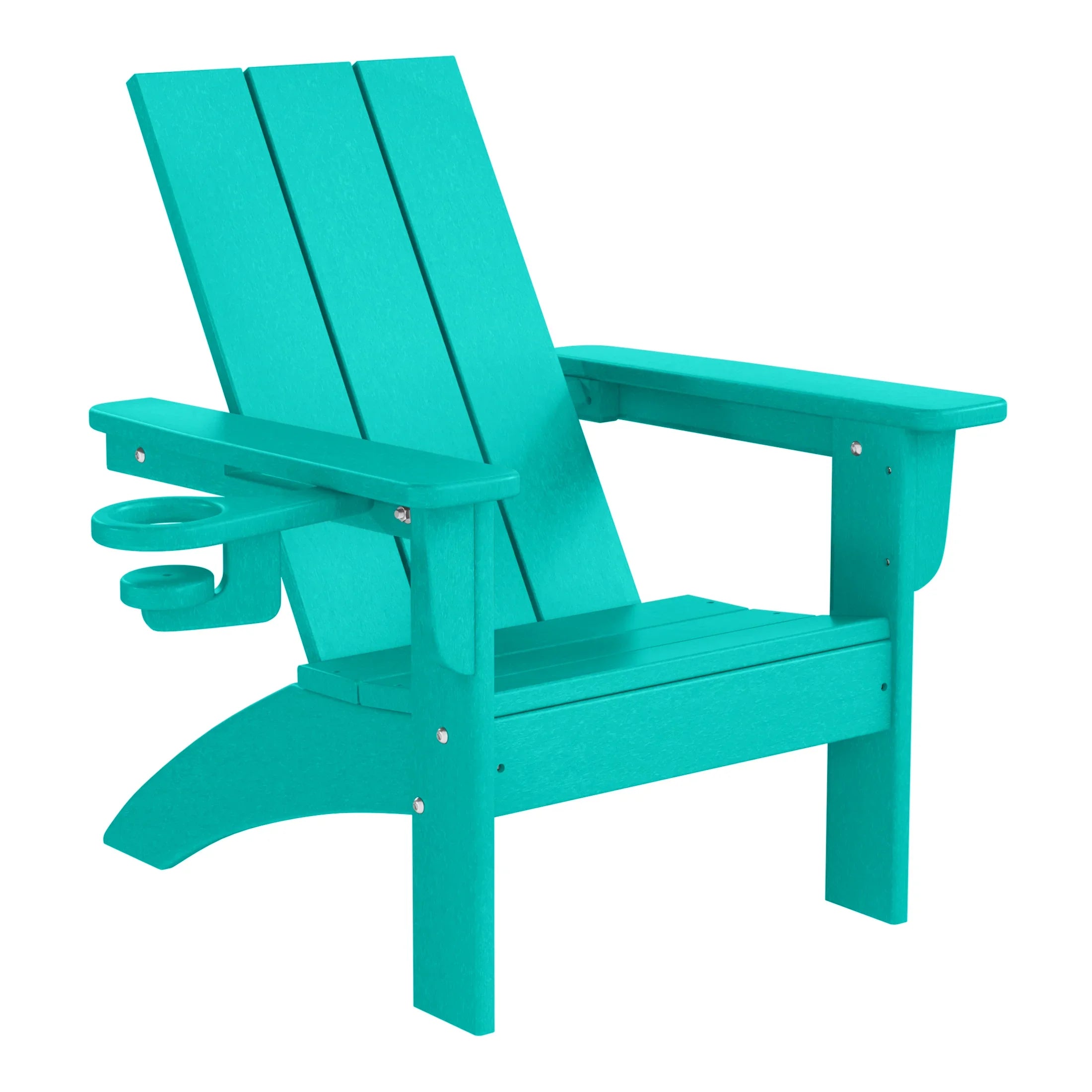 Palms 3-Piece Kids HDPE Modern Adirondack Chairs Set with Square Side Table and Cup Holders