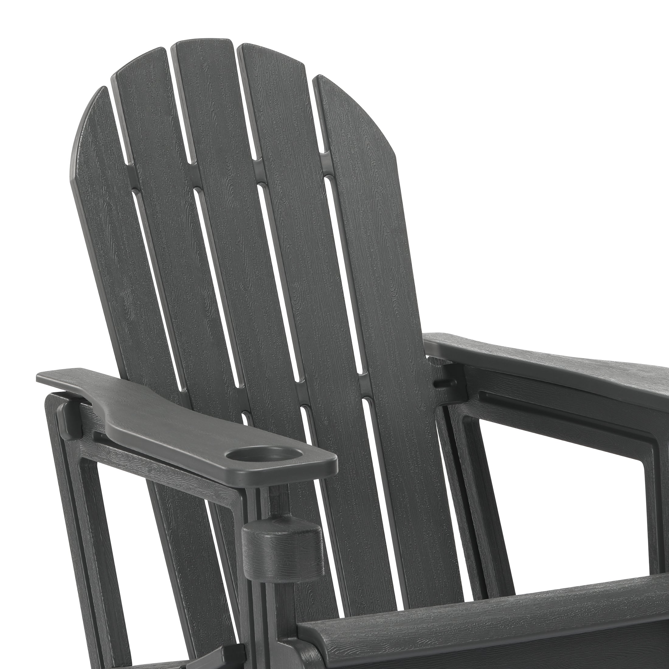Cayman Tool-Free Assembly Outdoor Patio HDPE Plastic Adirondack Chair with Cup Holder