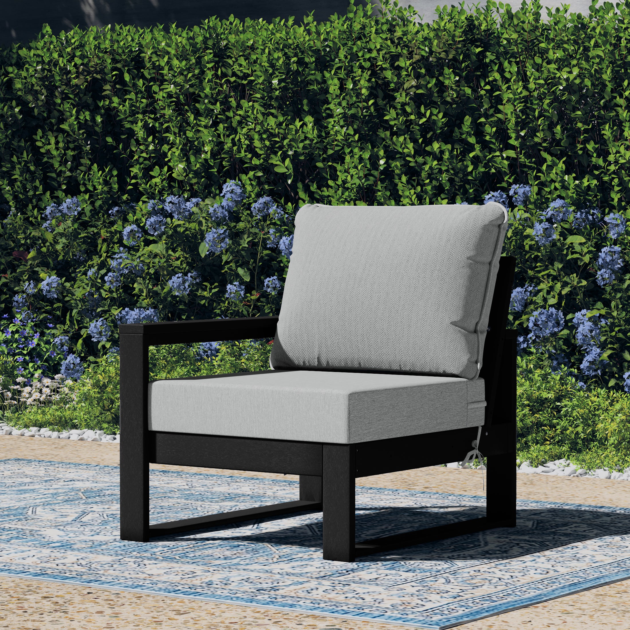 Rockaway Outdoor HDPE Left Arm Sectional Patio Corner Club Chair with Patio Cushions