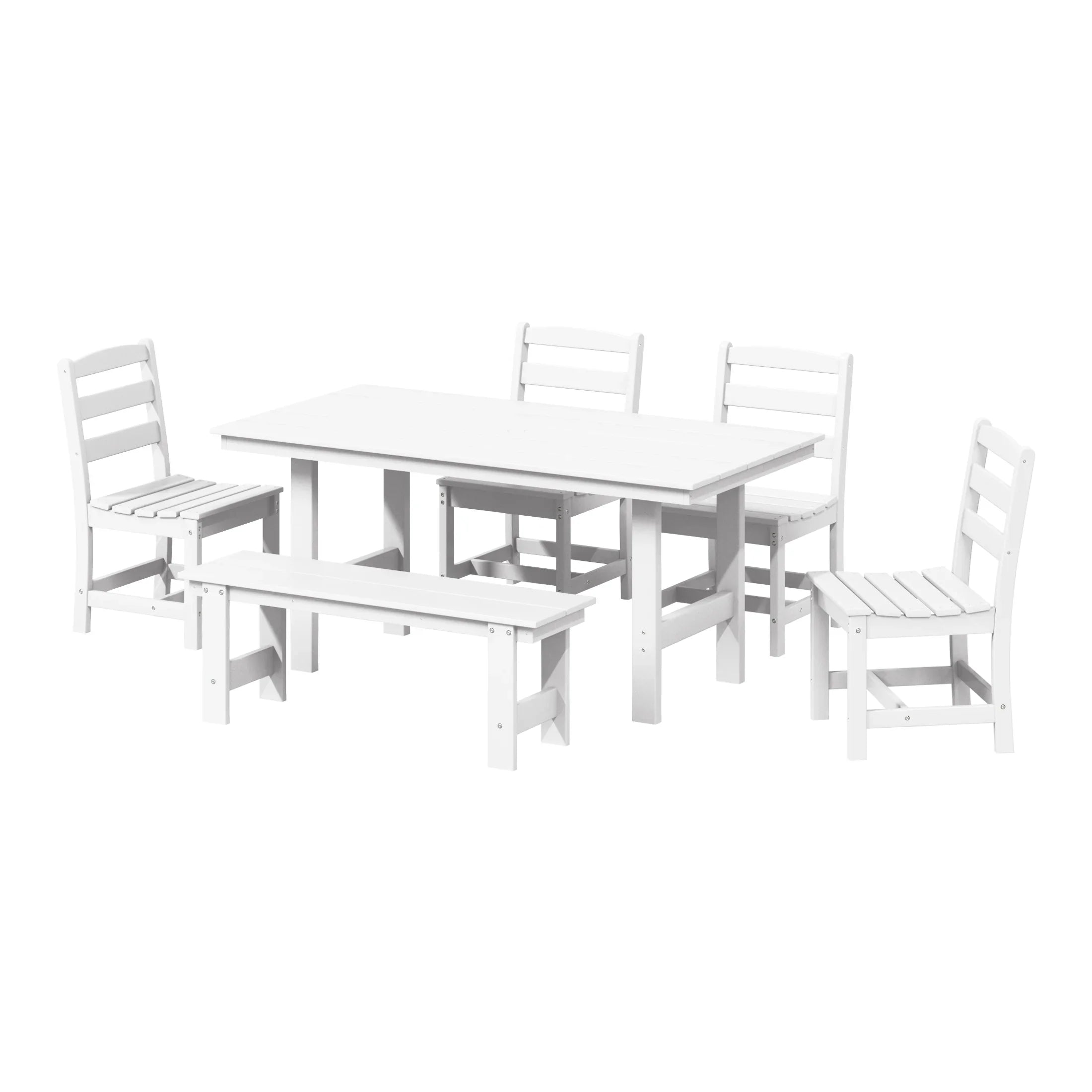 Palms 6-Piece Outdoor HDPE Rectangular Patio Dining Table Set with Bench