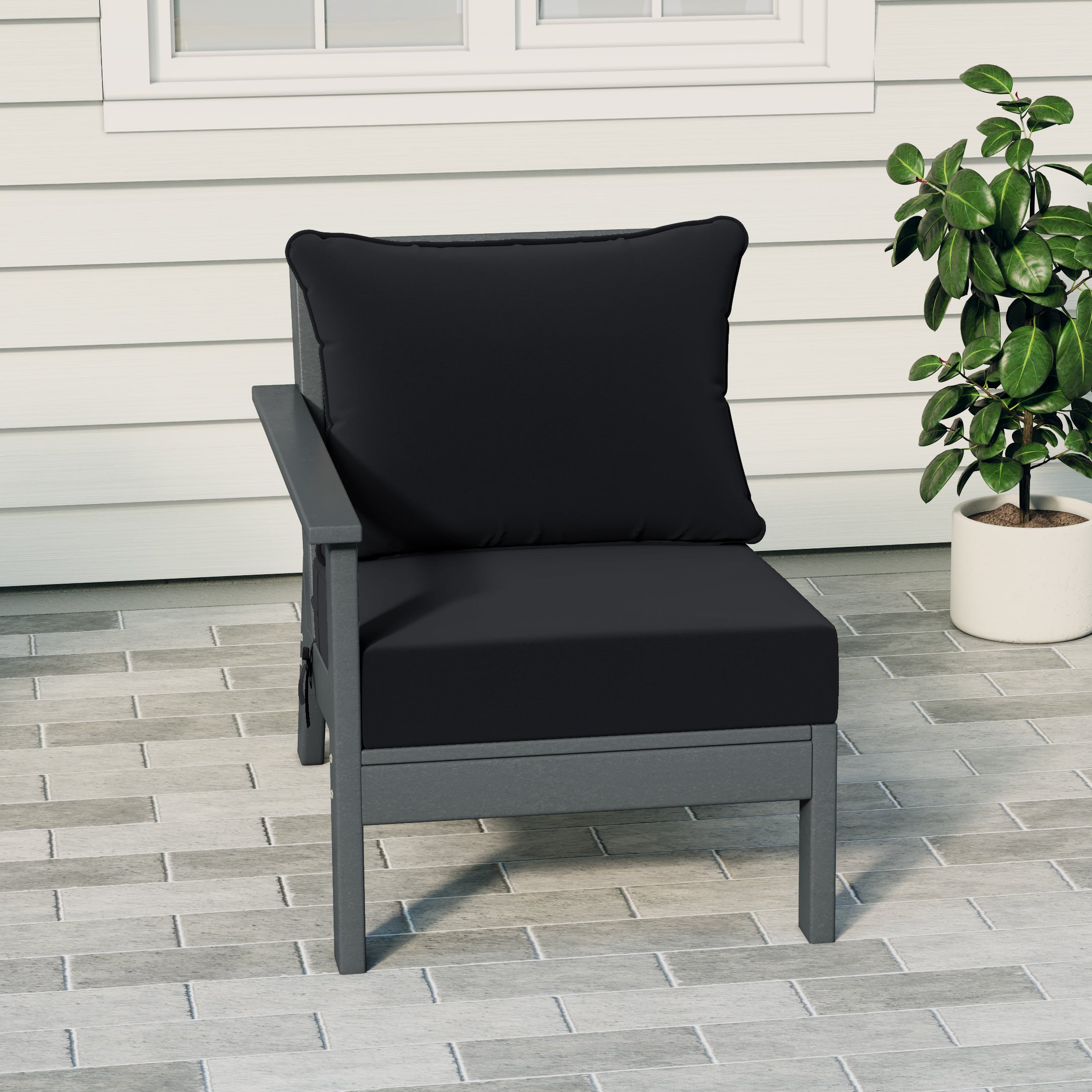 Portsmouth Outdoor Patio HDPE Left Arm Sectional Corner Club Chair with Patio Cushions