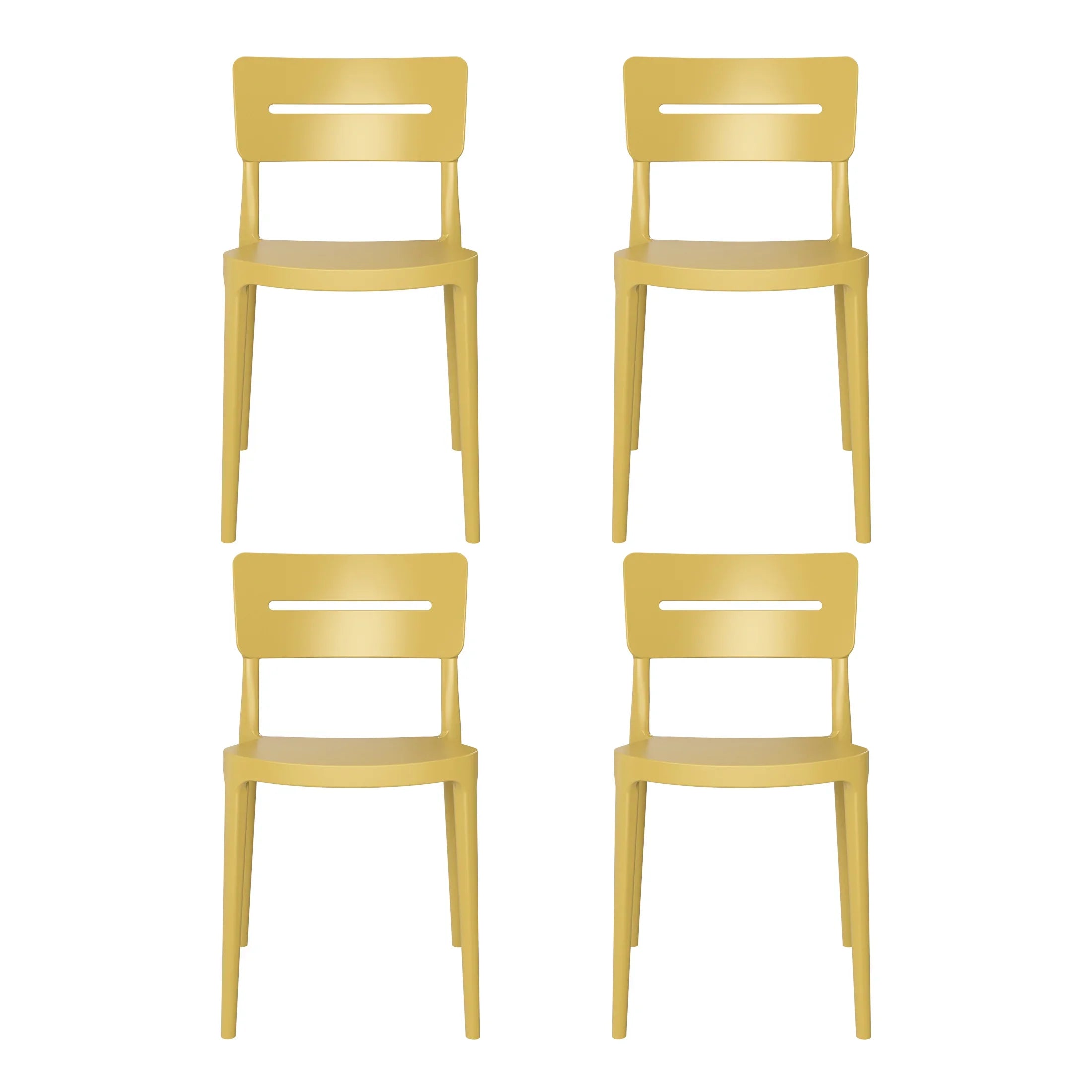 Sunshine Outdoor Modern Stackable Plastic Patio Dining Chairs (Set of 4)