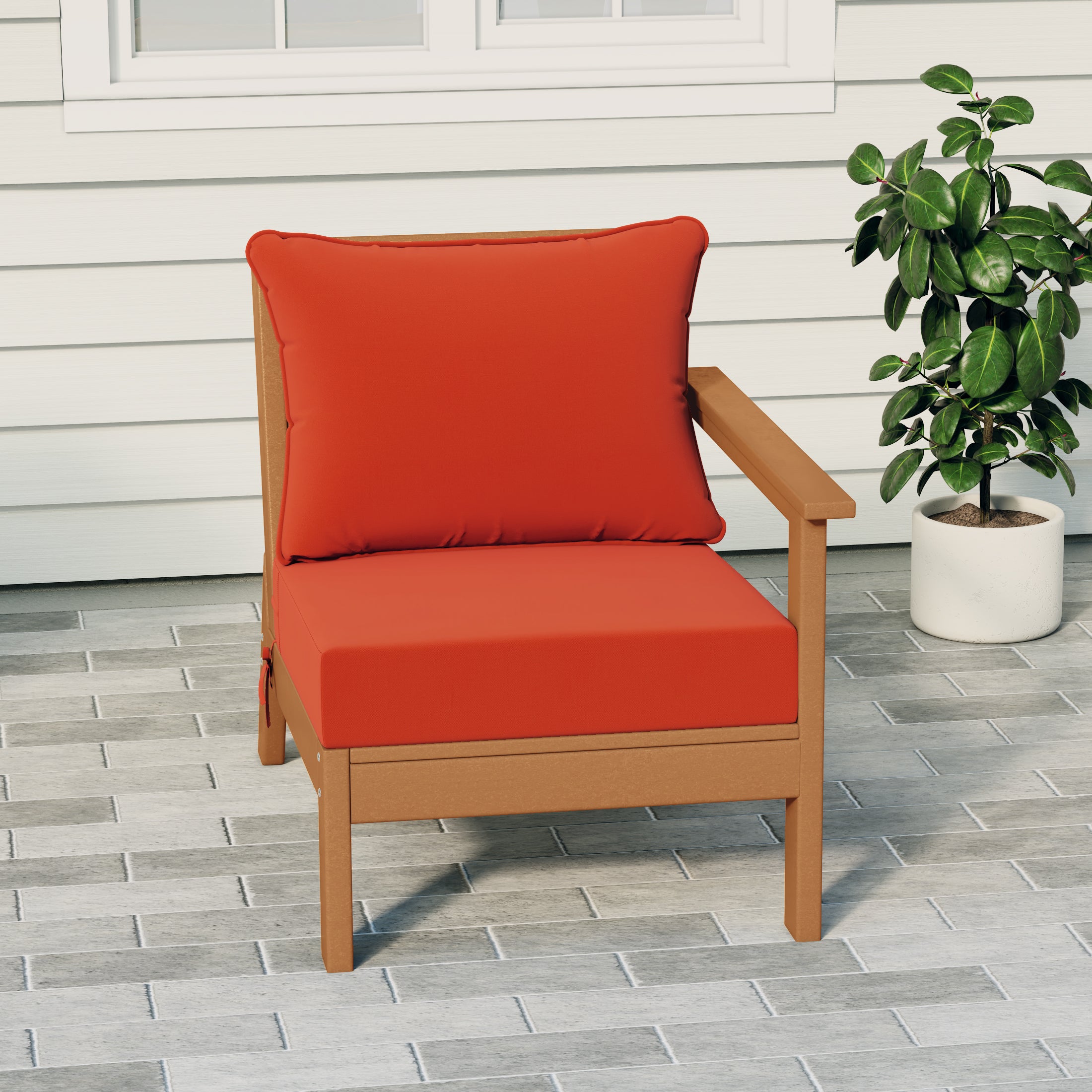 Portsmouth Outdoor Patio HDPE Right Arm Sectional Corner Club Chair with Patio Cushions