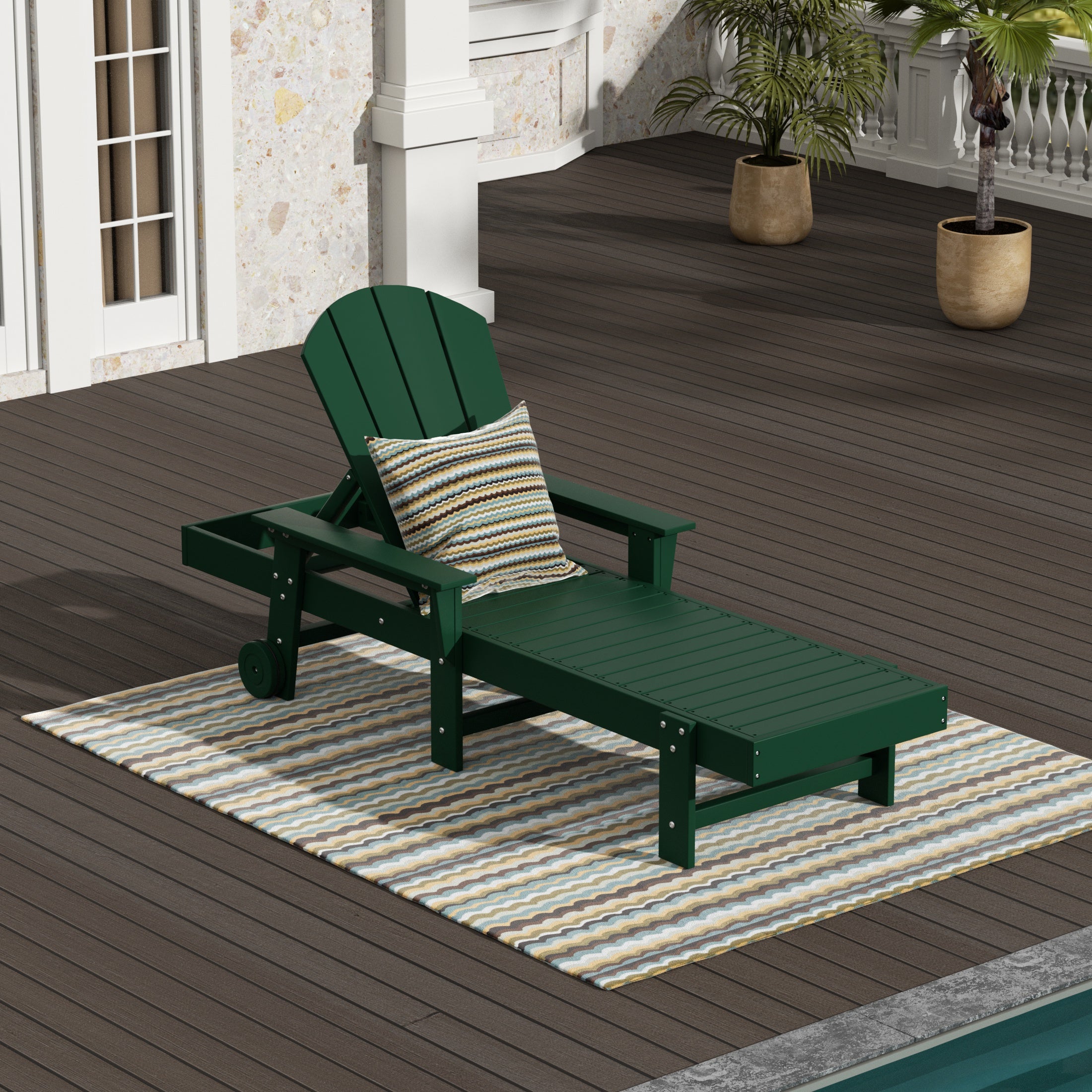 Paradise Reclining Chaise Lounge With Arms & Wheels