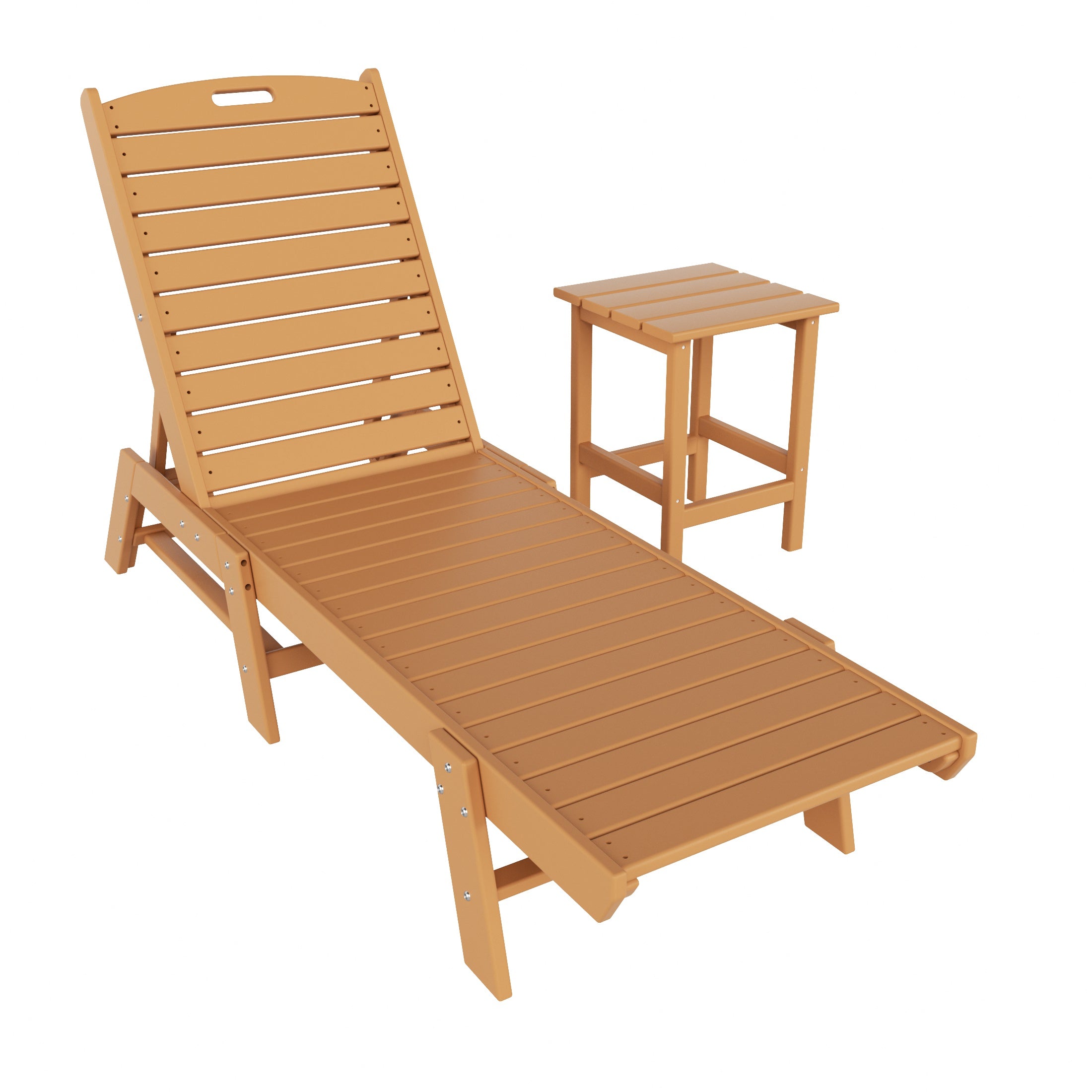 Paradise 2-Piece Poly Outdoor Patio Chaise Lounge Chair with Side Table Set
