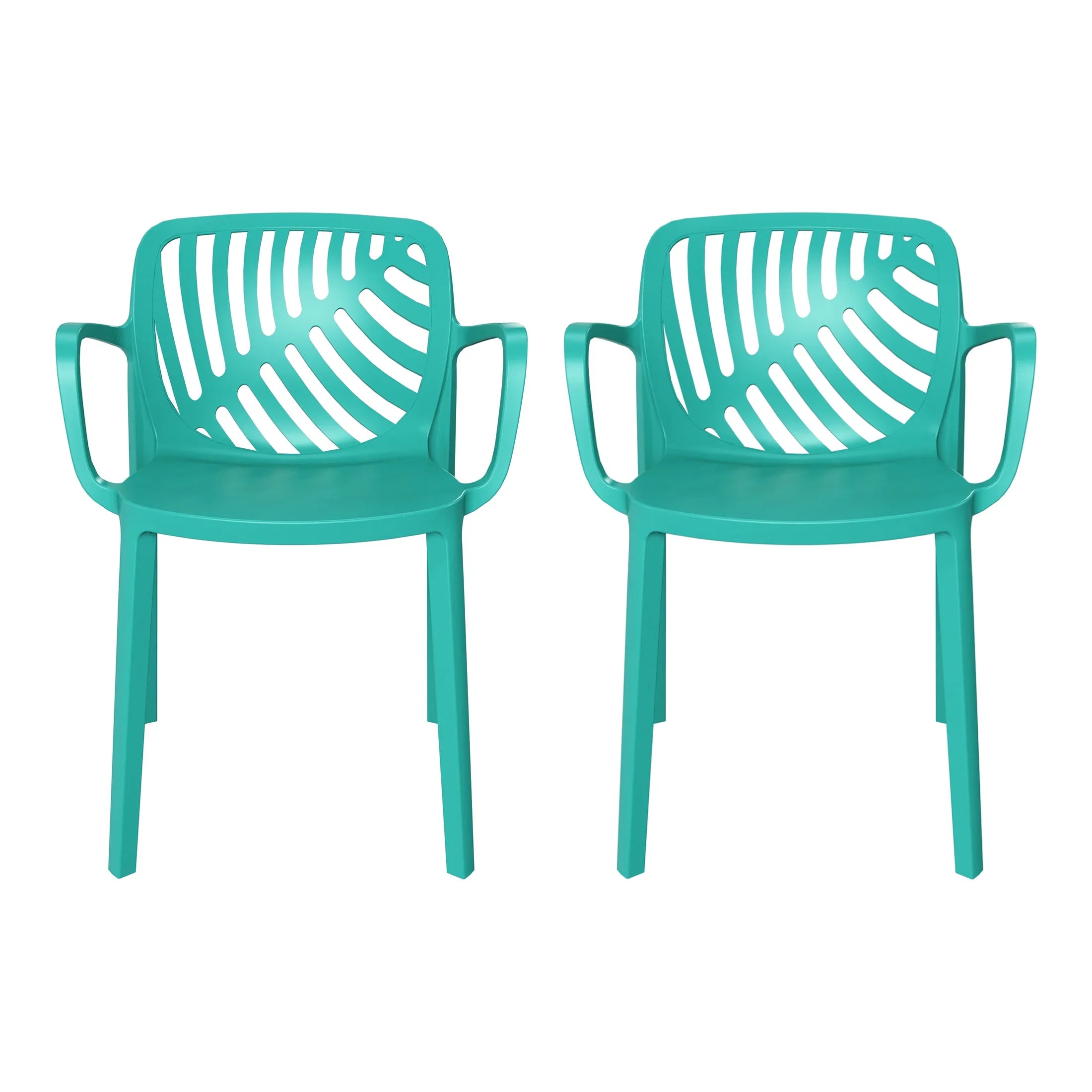 Sunshine Outdoor Modern Stackable Patio Dining Armchairs (Set of 2)