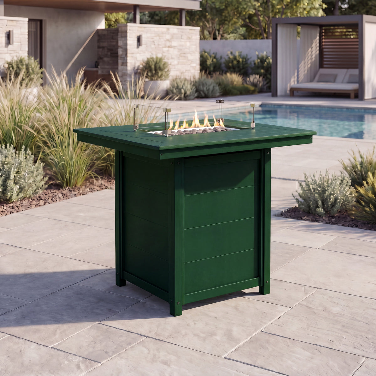 Sol 46" Modern Outdoor Patio Gas Propane Rectangle Fire Pit Table