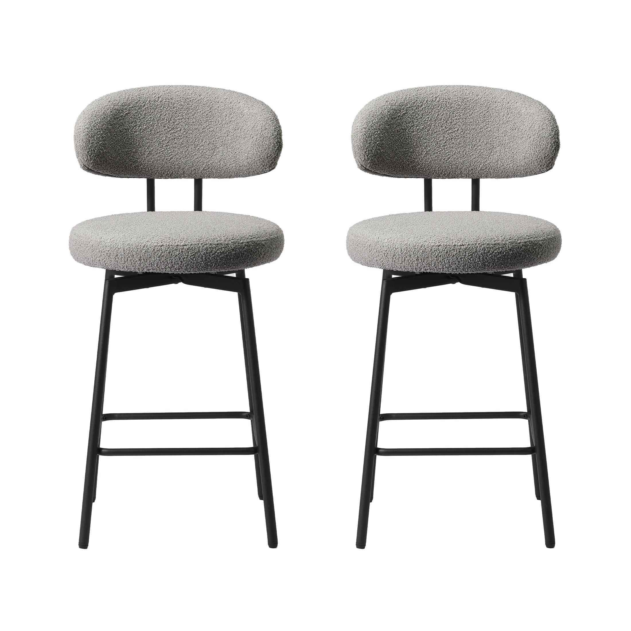 Celine Modern Upholstered Sherpa Fabric Counter Height Bar Stools with Back (Set of 2)