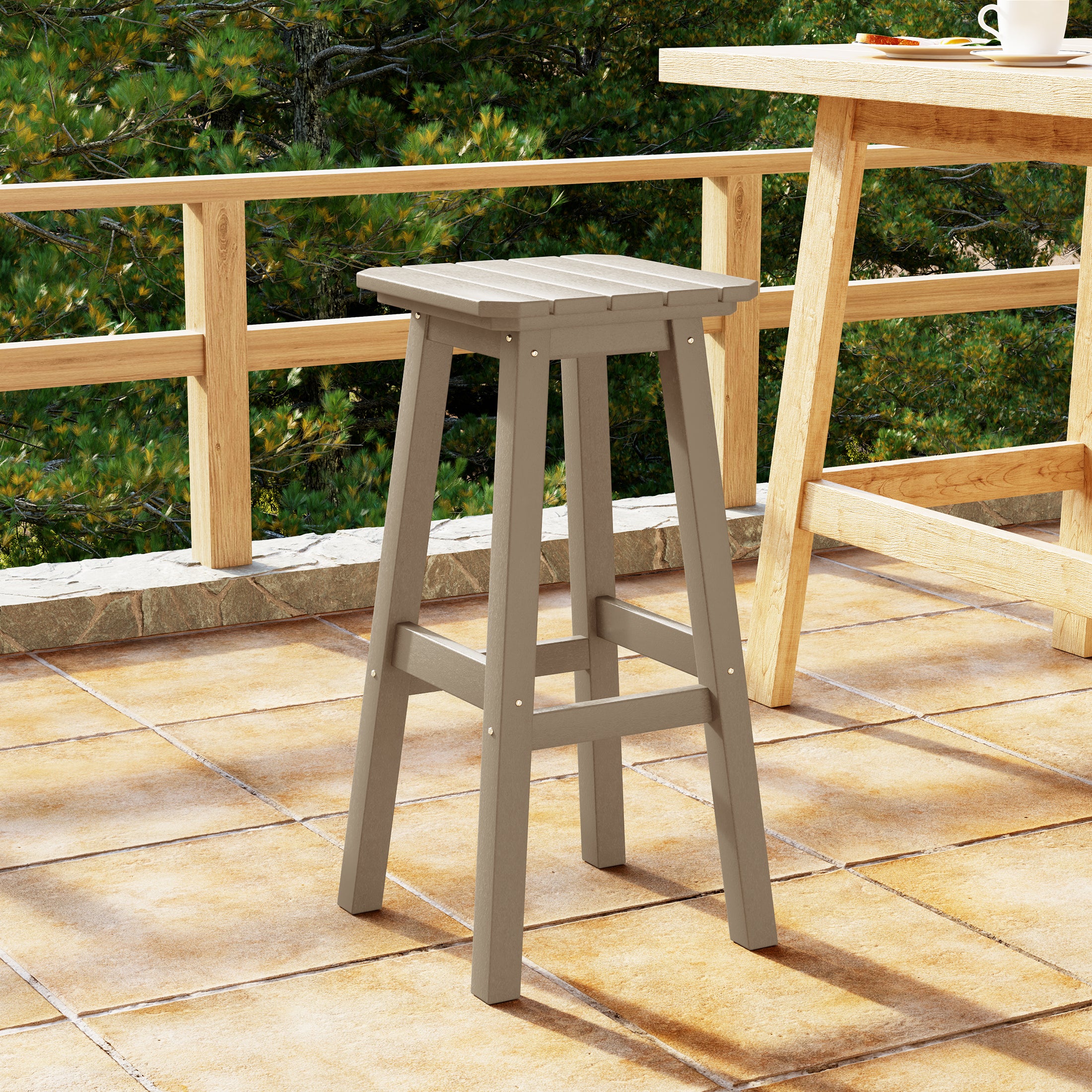 Paradise 29" HDPE Outdoor Patio Square Backless Bar Stool
