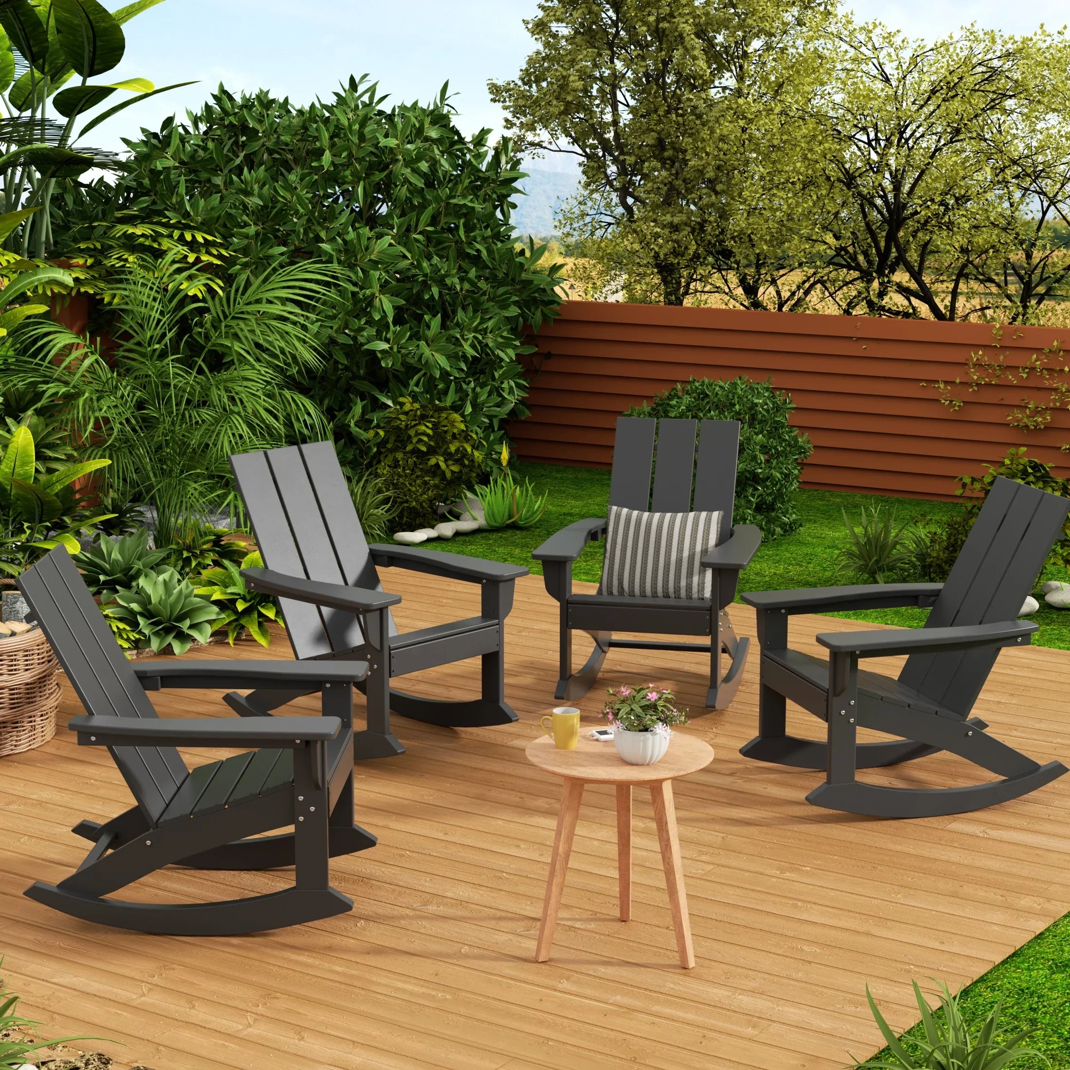 Palms Outdoor Patio Modern Adirondack Rocking Chair (Set of 4)