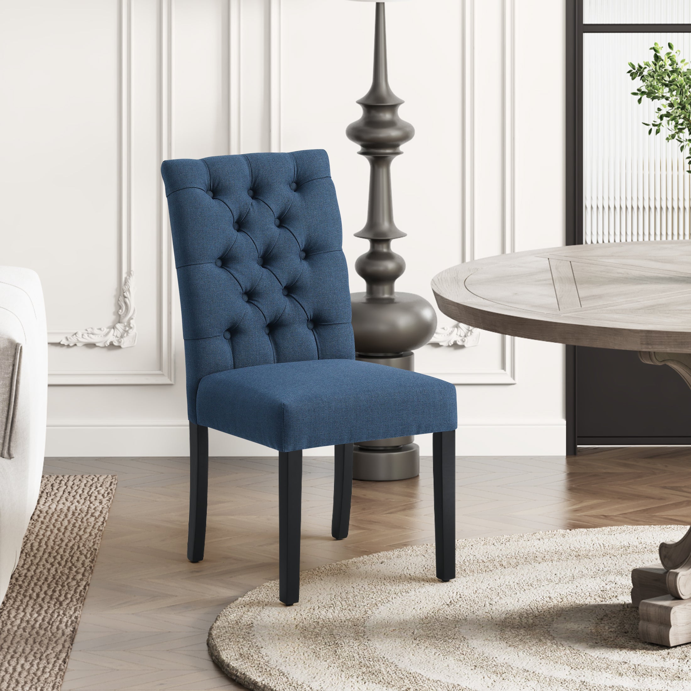 Bellmount Linen fabric tufted upholstered side chair